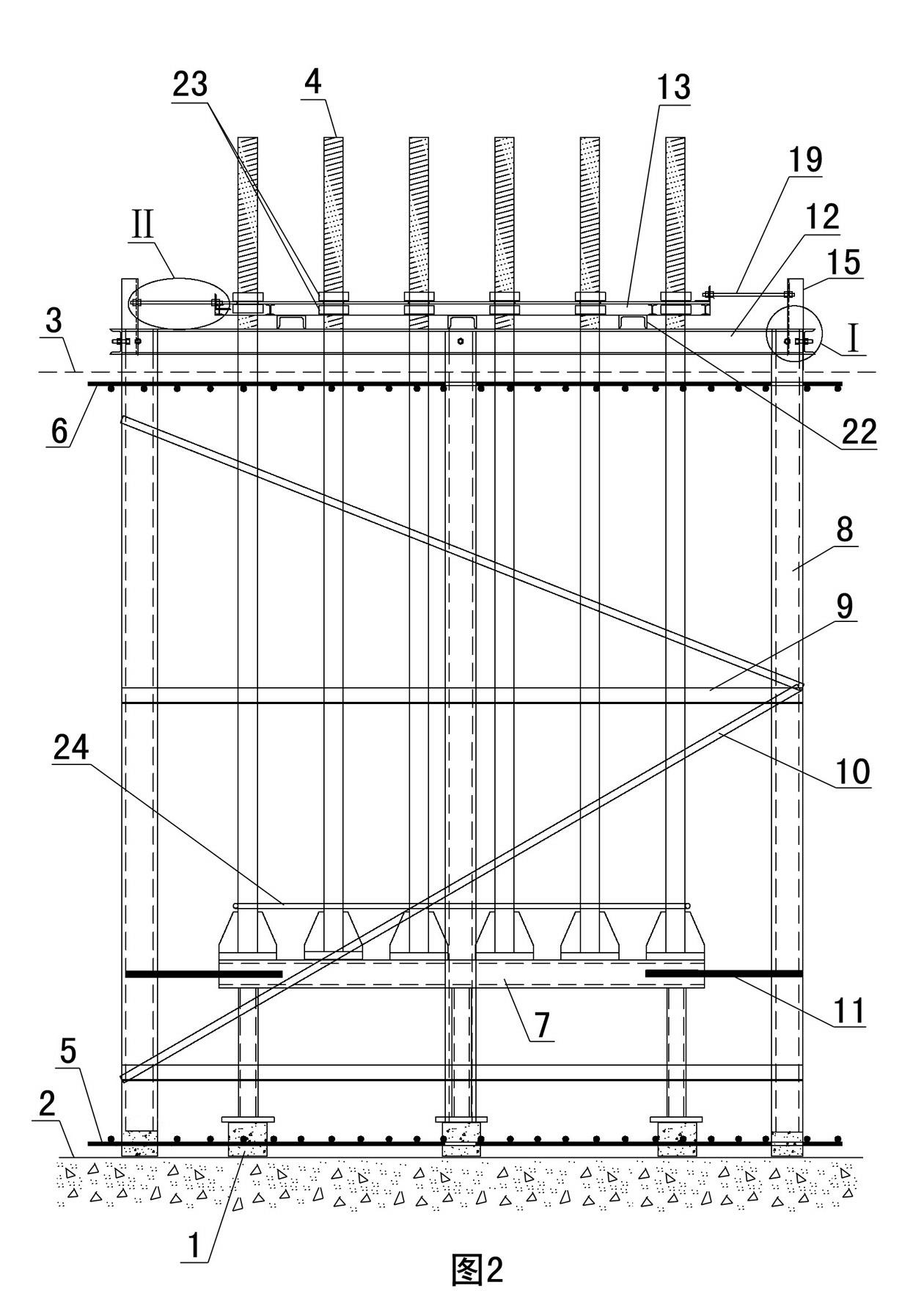 Precise positioning frame for large steel columns and equipment foundation fixing bolts and construction method of precise positioning frame