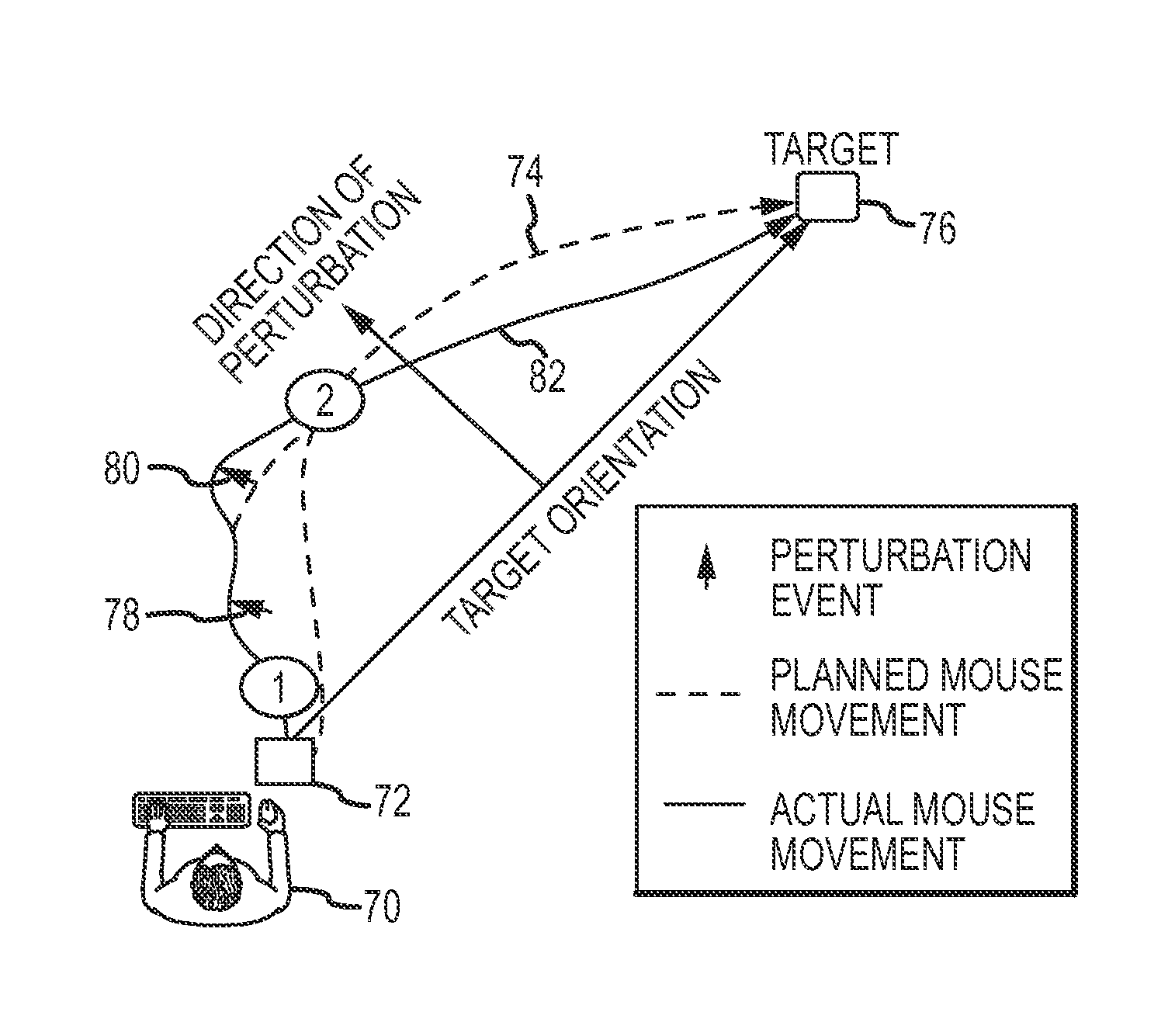 Cognitive biometrics using mouse perturbation