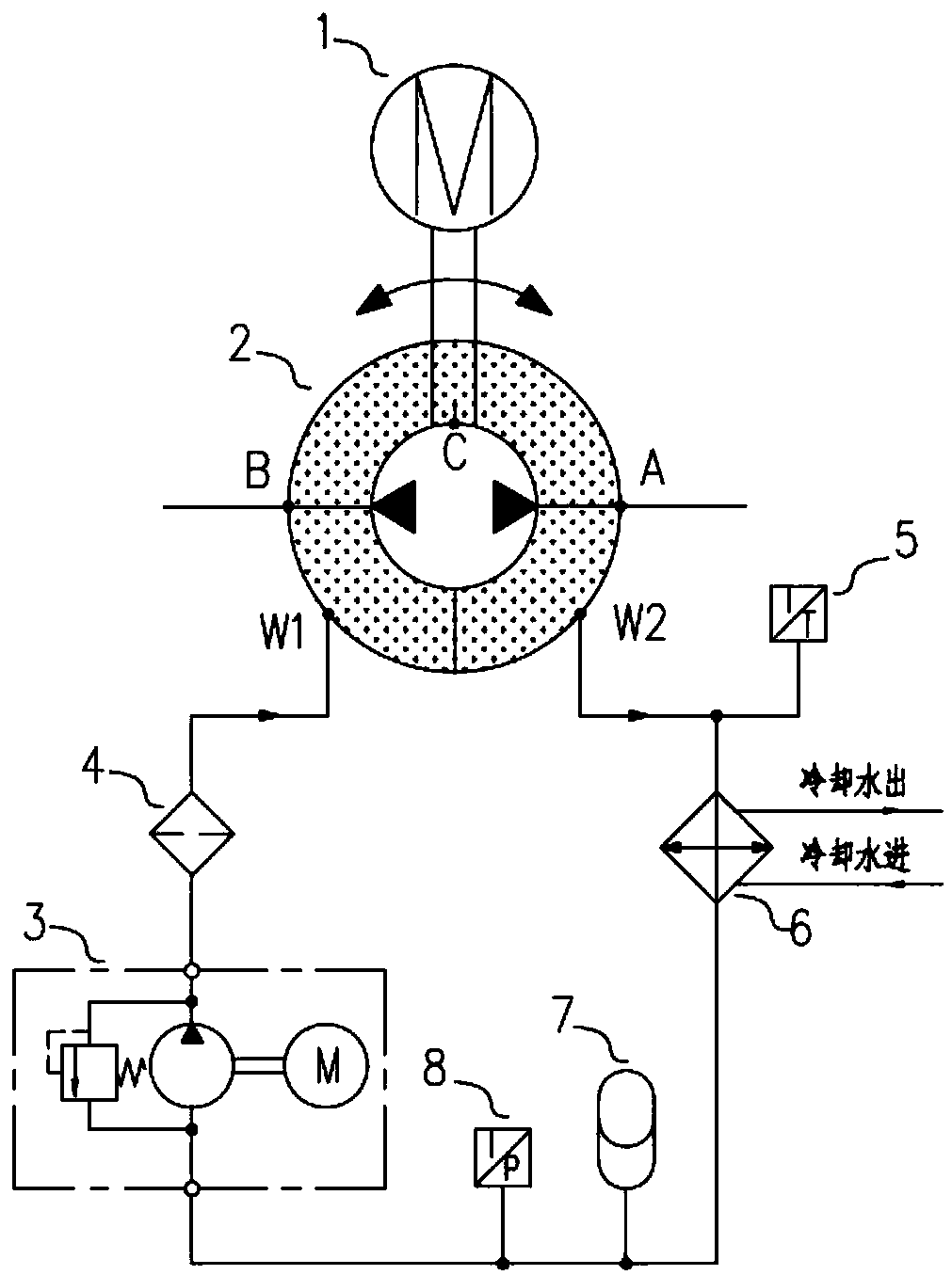 Cooling system of direct-drive type electro-hydraulic servo crystallizer vibration control device