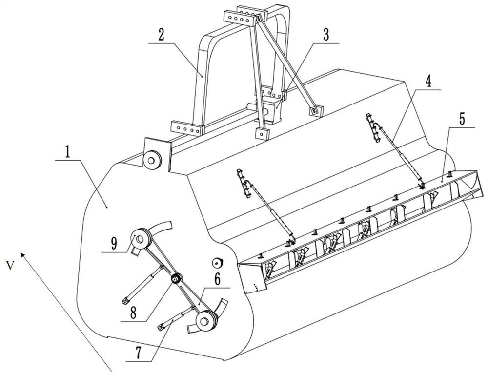 A straw multi-stage fine crushing throwing and returning device