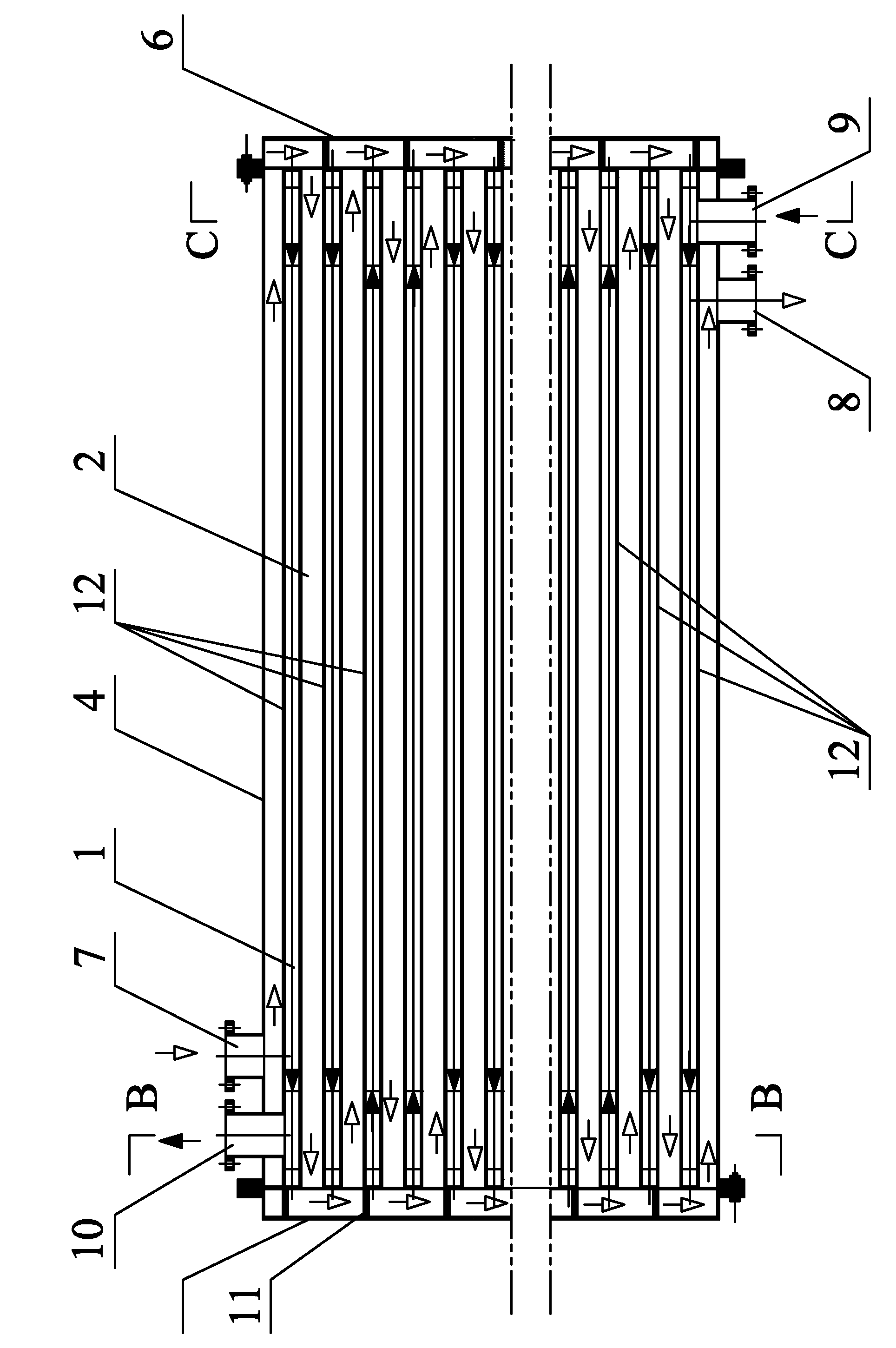 Overflow-type heat exchanger of urban sewage source heat pump system