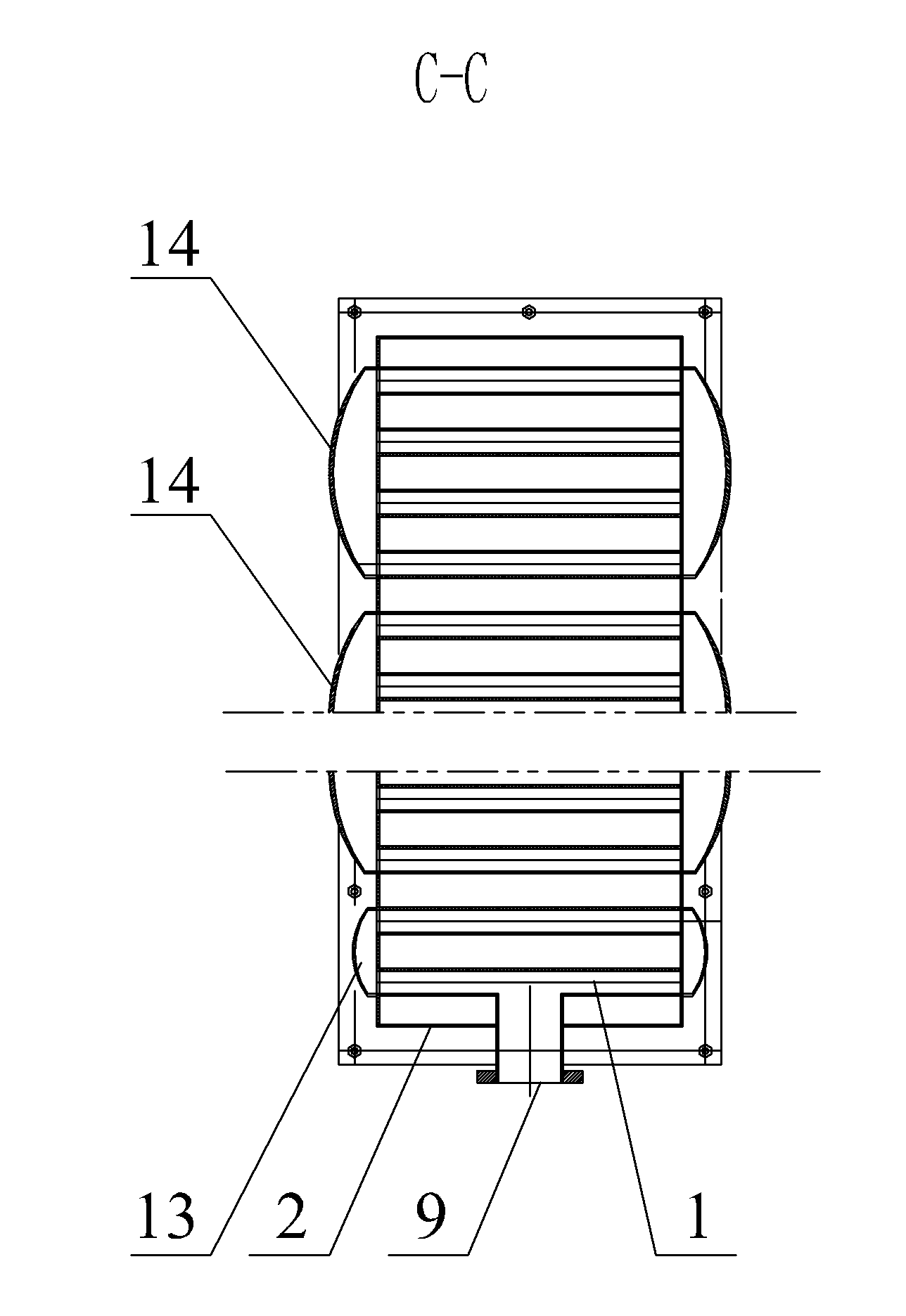 Overflow-type heat exchanger of urban sewage source heat pump system