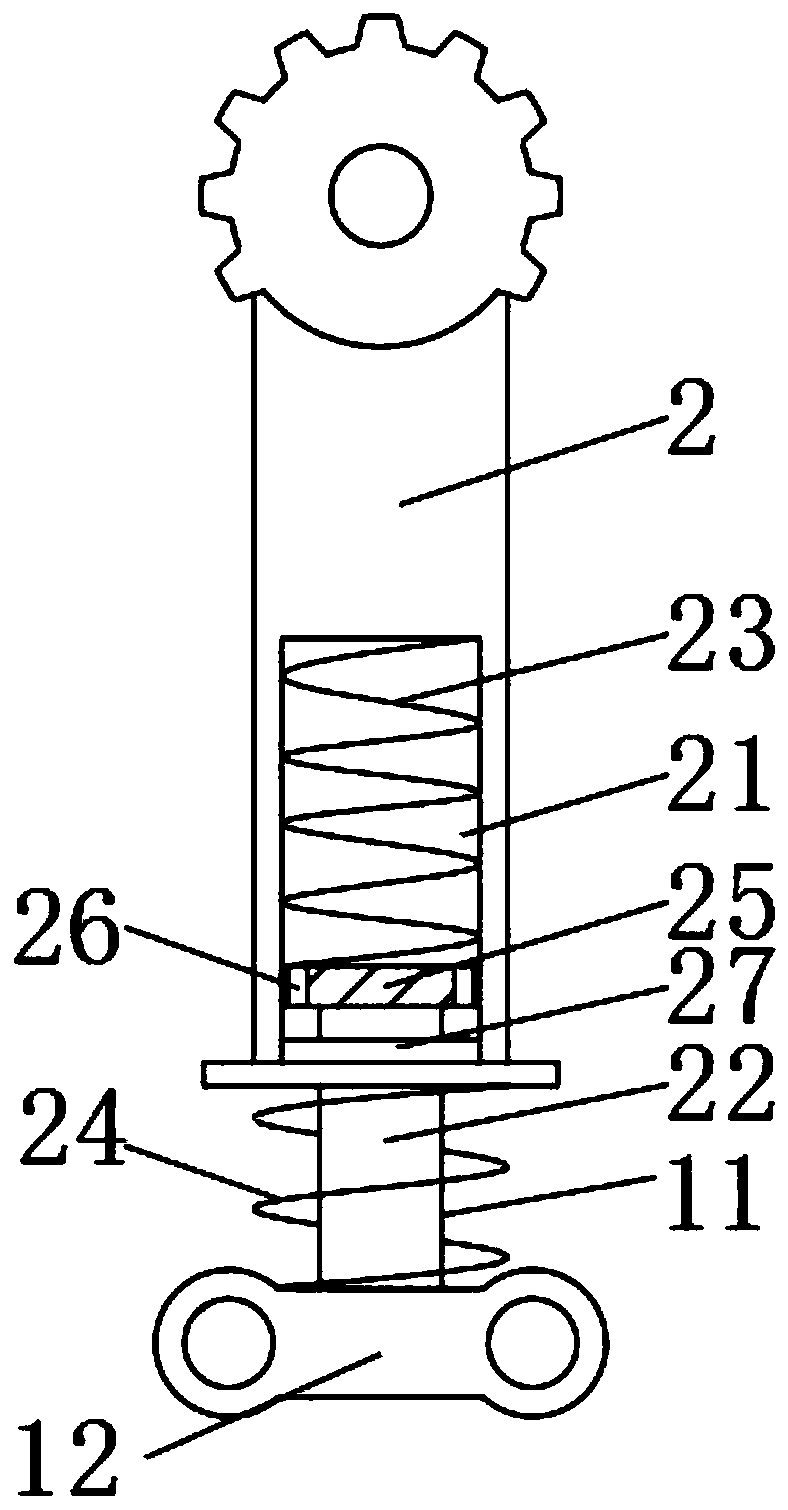 Elastic supporting undercarriage of fixed wing type unmanned aerial vehicle based on rack transmission