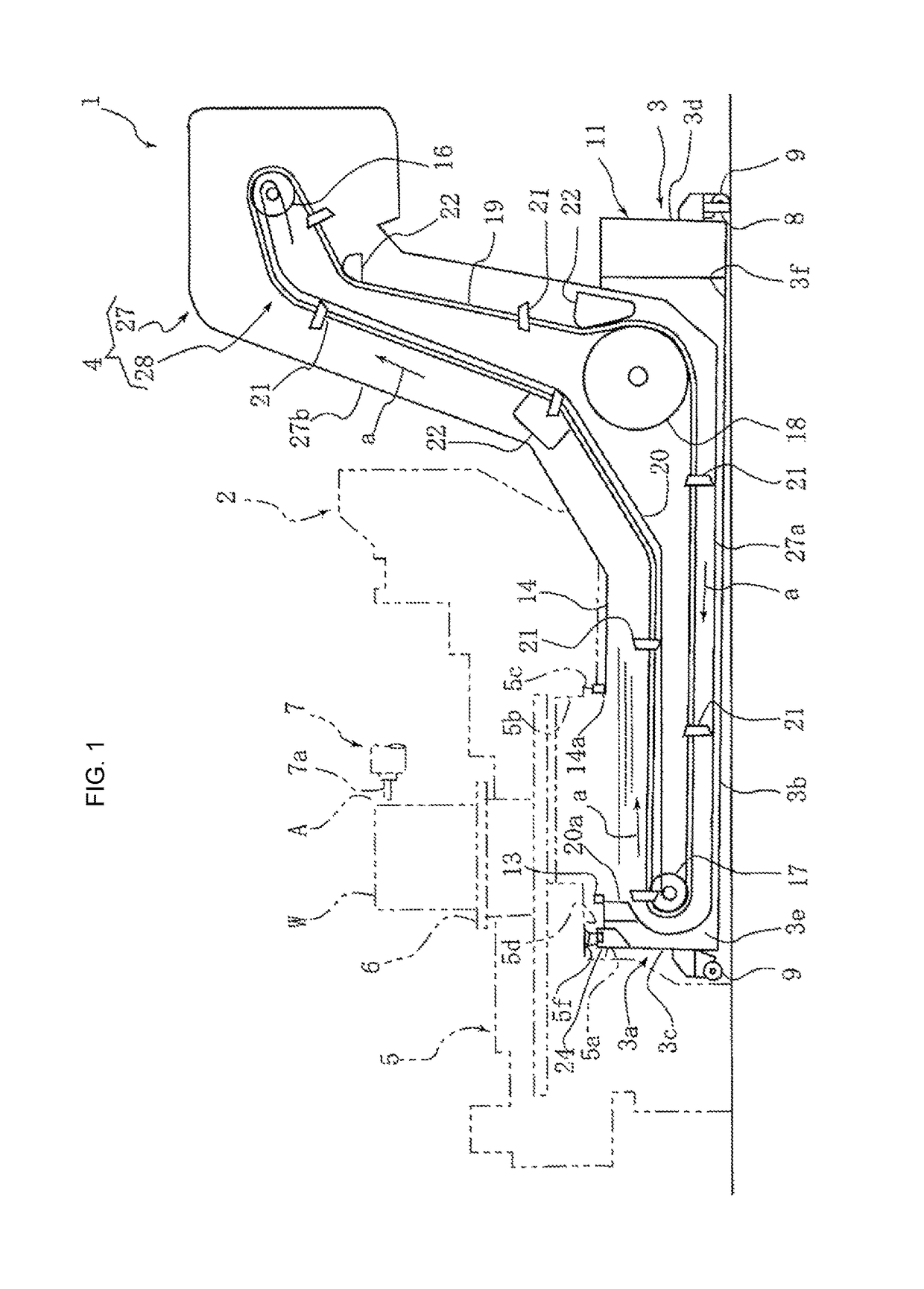 Chip discharge device of machine tool