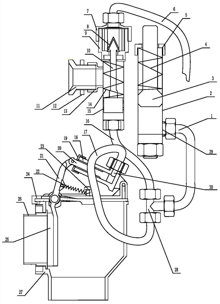 Water-saving-type flush toilet water inflowing and draining opening and closing device controlled by hydraulic transmission