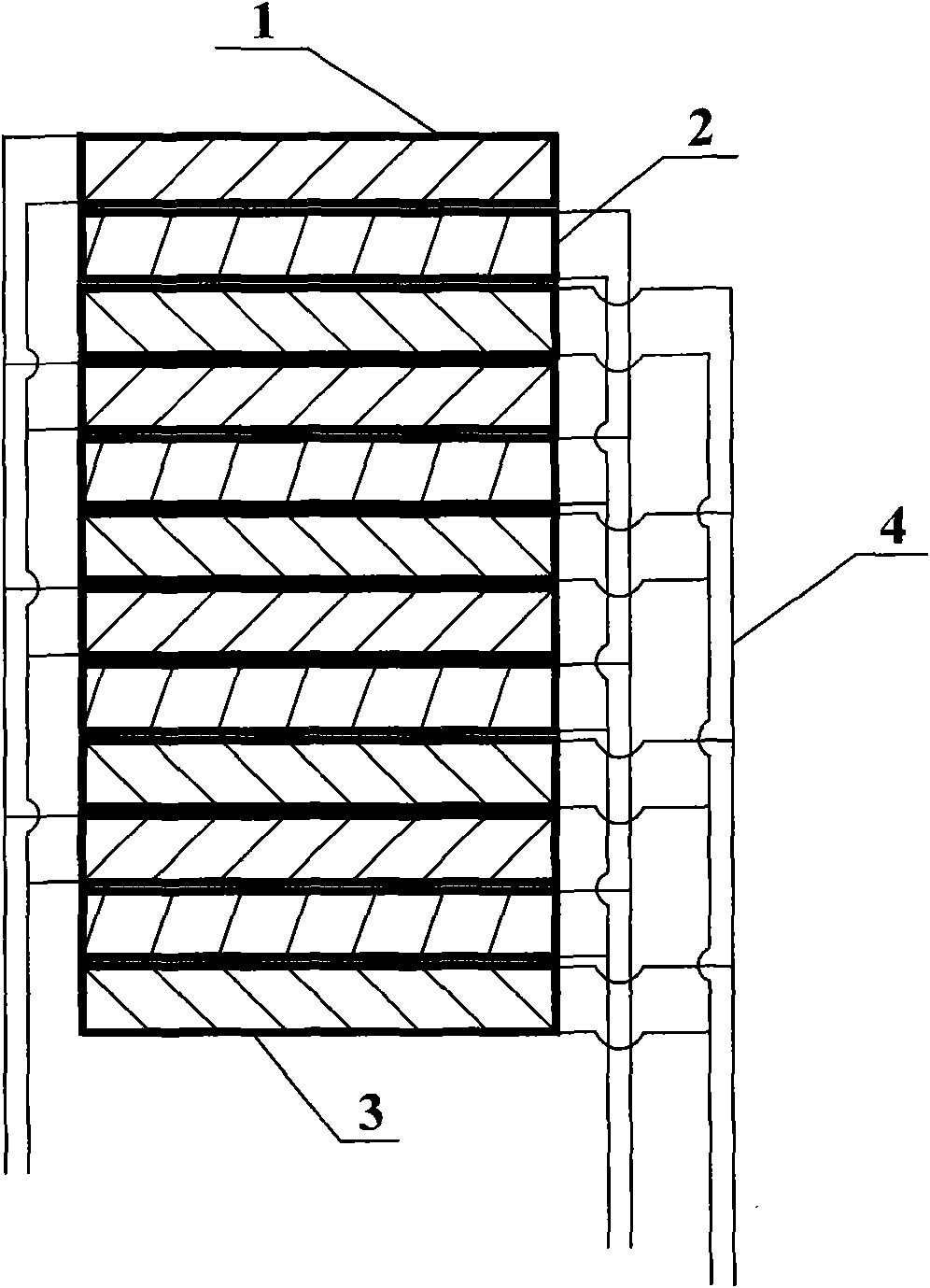 Piezoelectric stack positioner with piezoelectric plates in different positioning directions stacked in turn