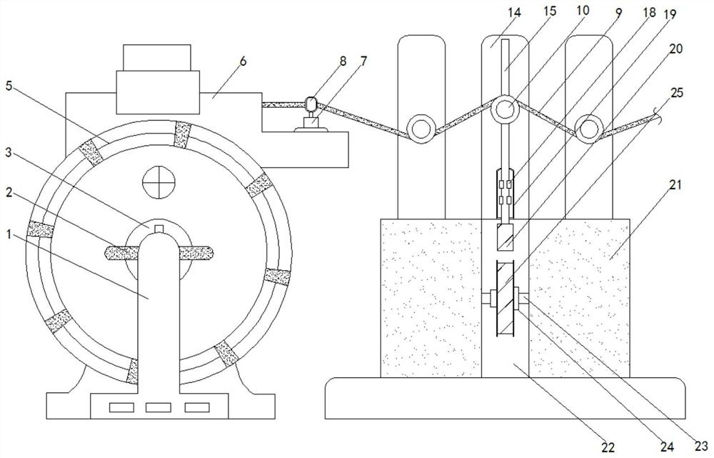 Electric wire tension adjusting and protecting device at take-up opening of cable take-up machine