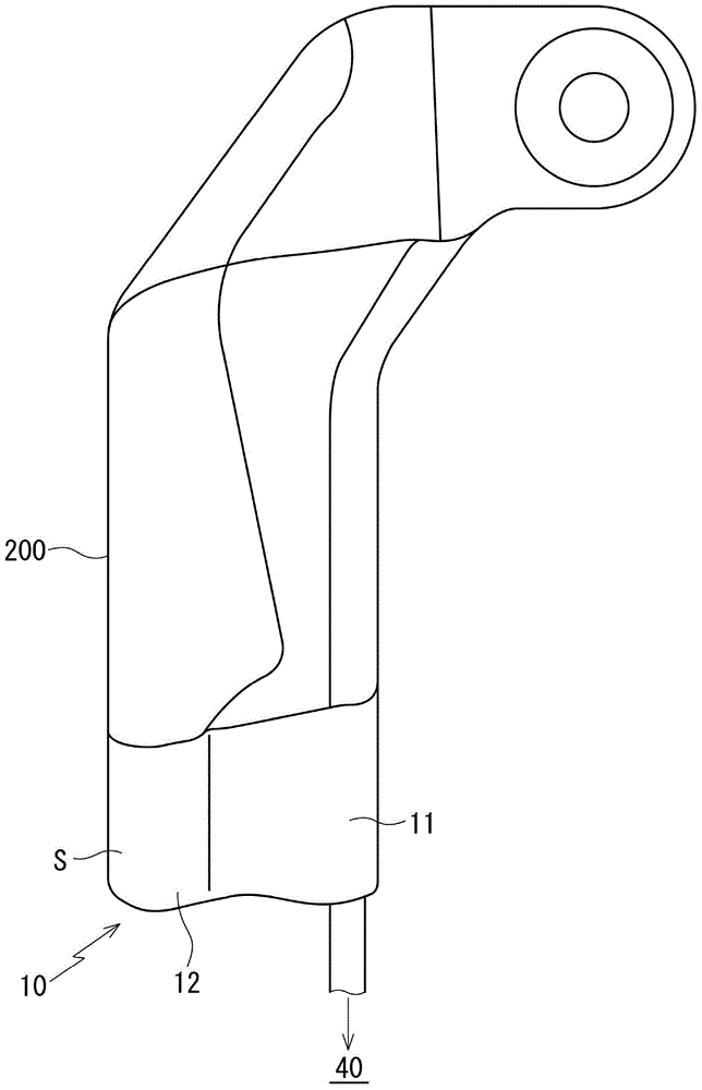 Protector with sensor and method of molding end part of the same