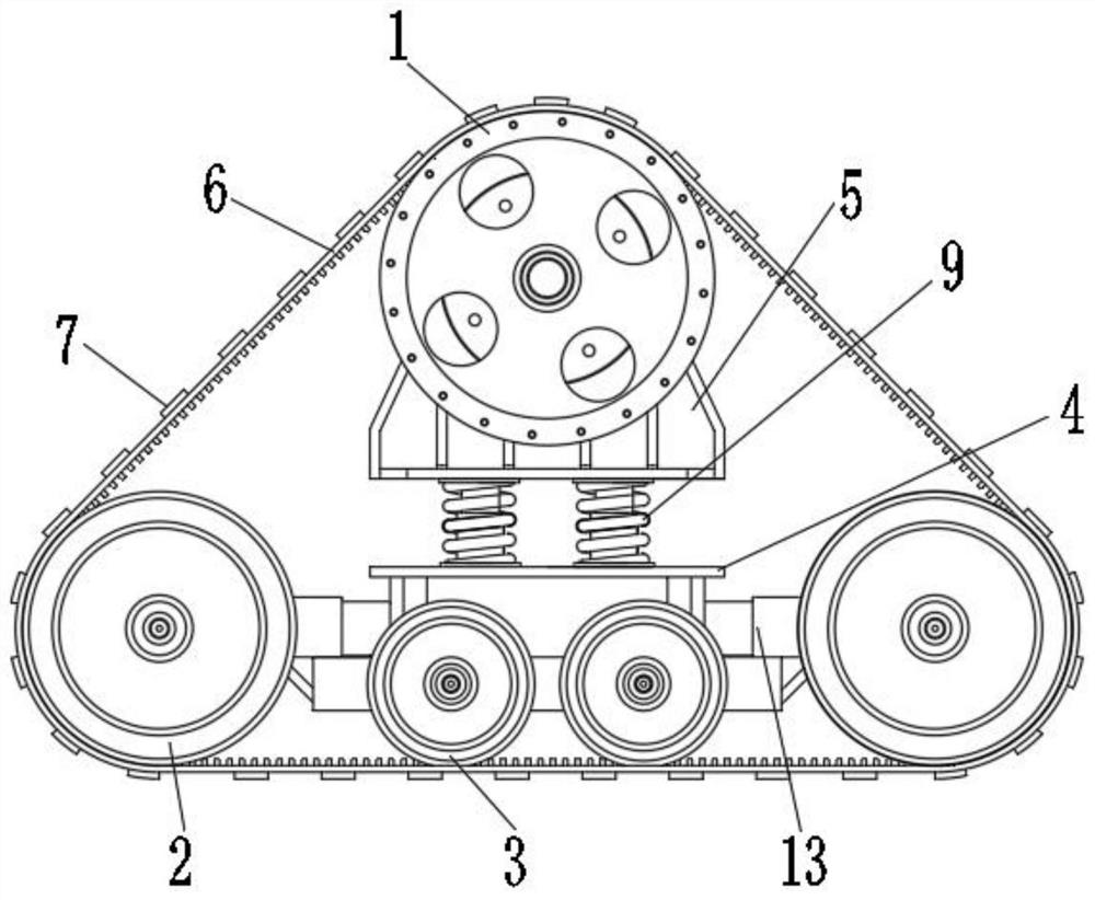 Track driving wheel with adjustable grounding specific pressure