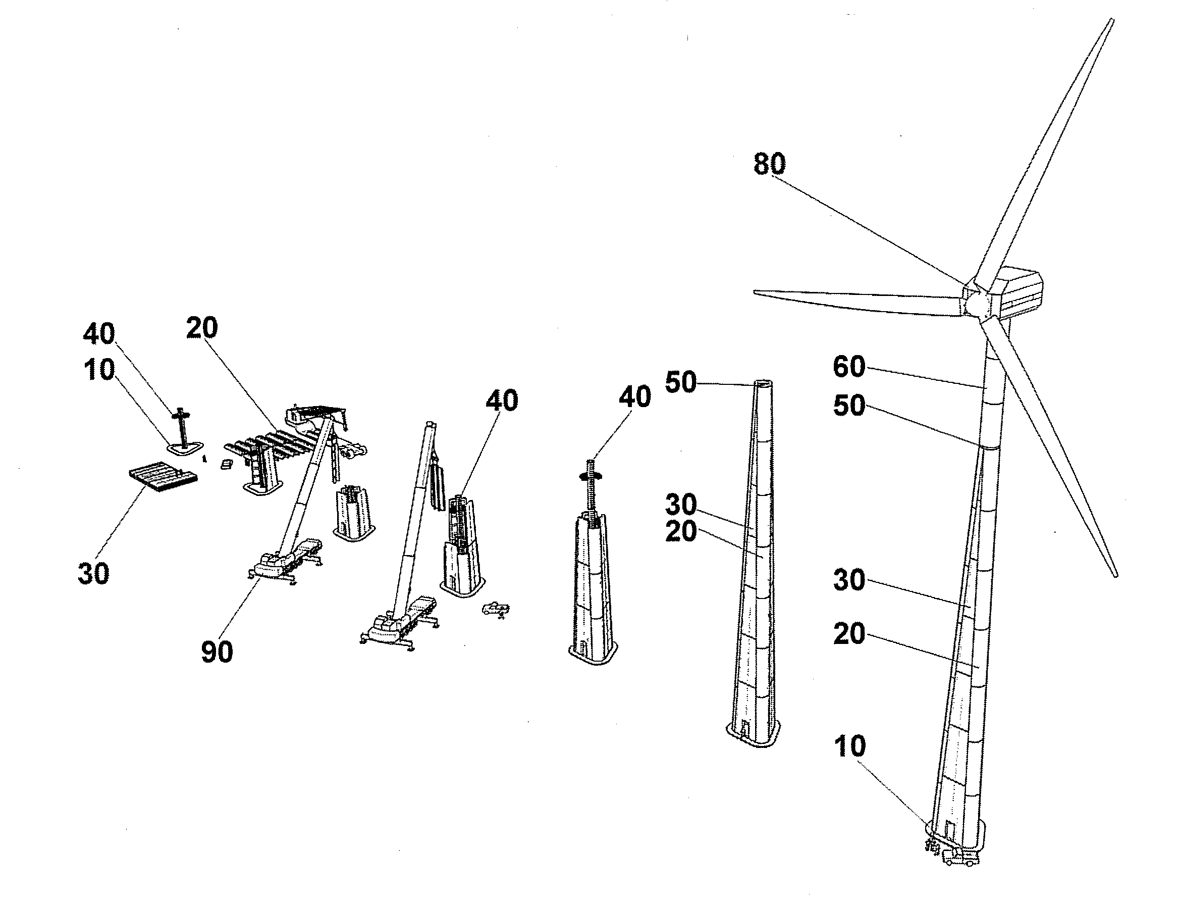 Pre-stressed concrete tower for wind power generators