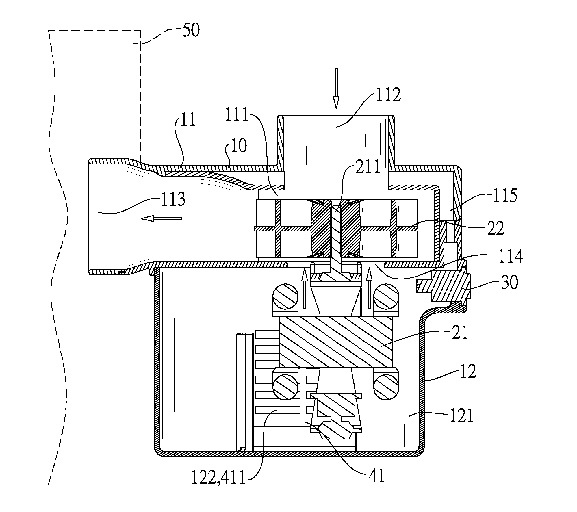 Air pump having an impeller with double-sided blades