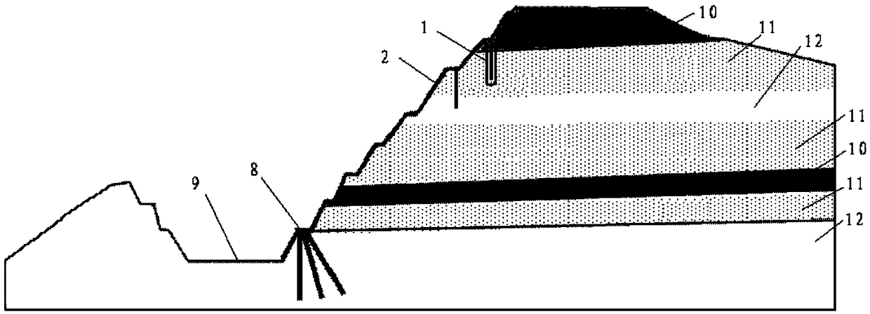 Red-bed rock slope flexible comprehensive support structure and construction method thereof