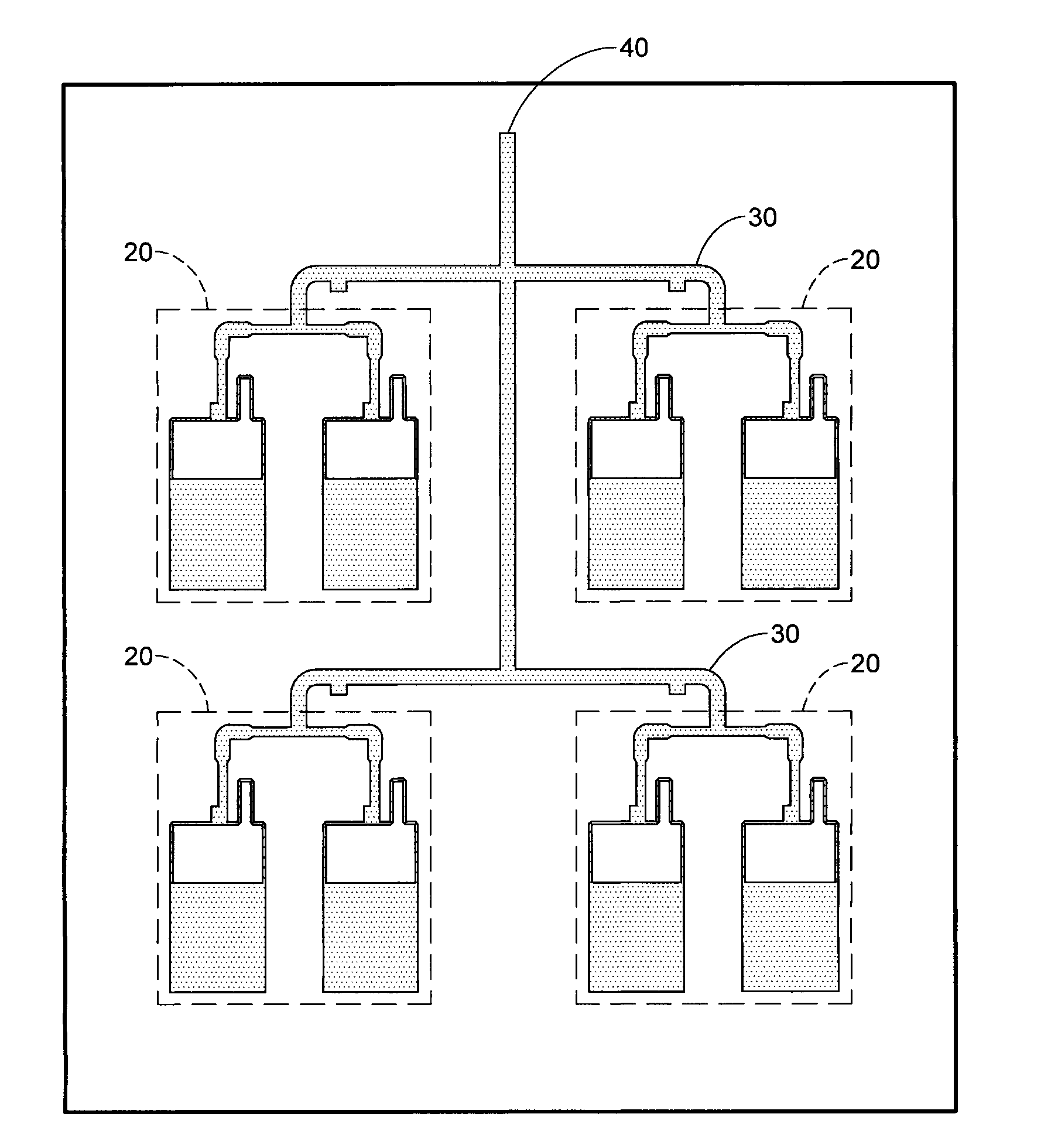 Two-dimensional antenna array, one-dimensional antenna array and single differential feeding antenna