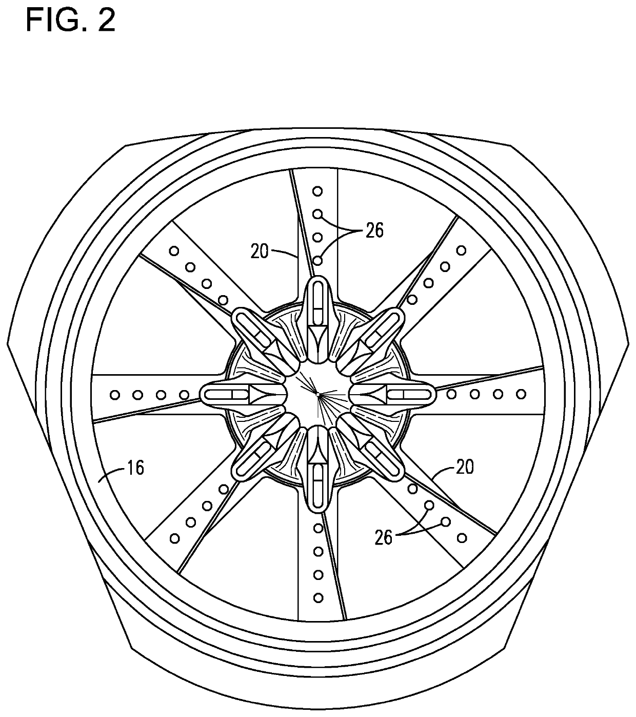 Fuel injector including a lobed mixer and vanes for injecting alternate fuels in a gas turbine