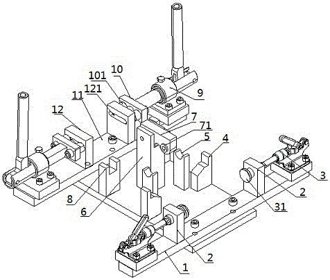 Welding fixture for rear fork of cross country motorcycle frame