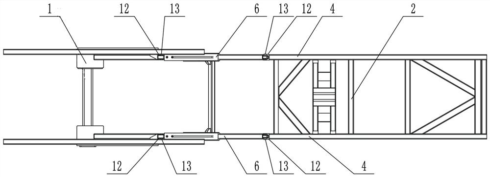 Telescopic whole-rod type sugarcane harvester frame