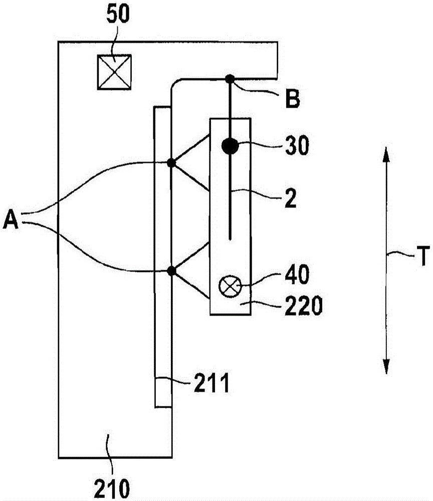 Device for controlling the movement of a second element that is movably arranged with respect to a first element, and method for operating such a device