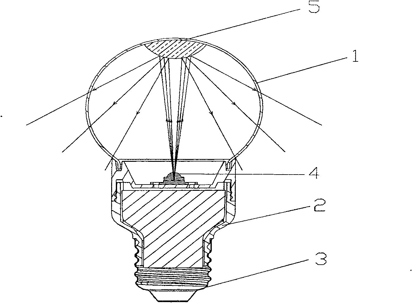 LED light bulb with light on back