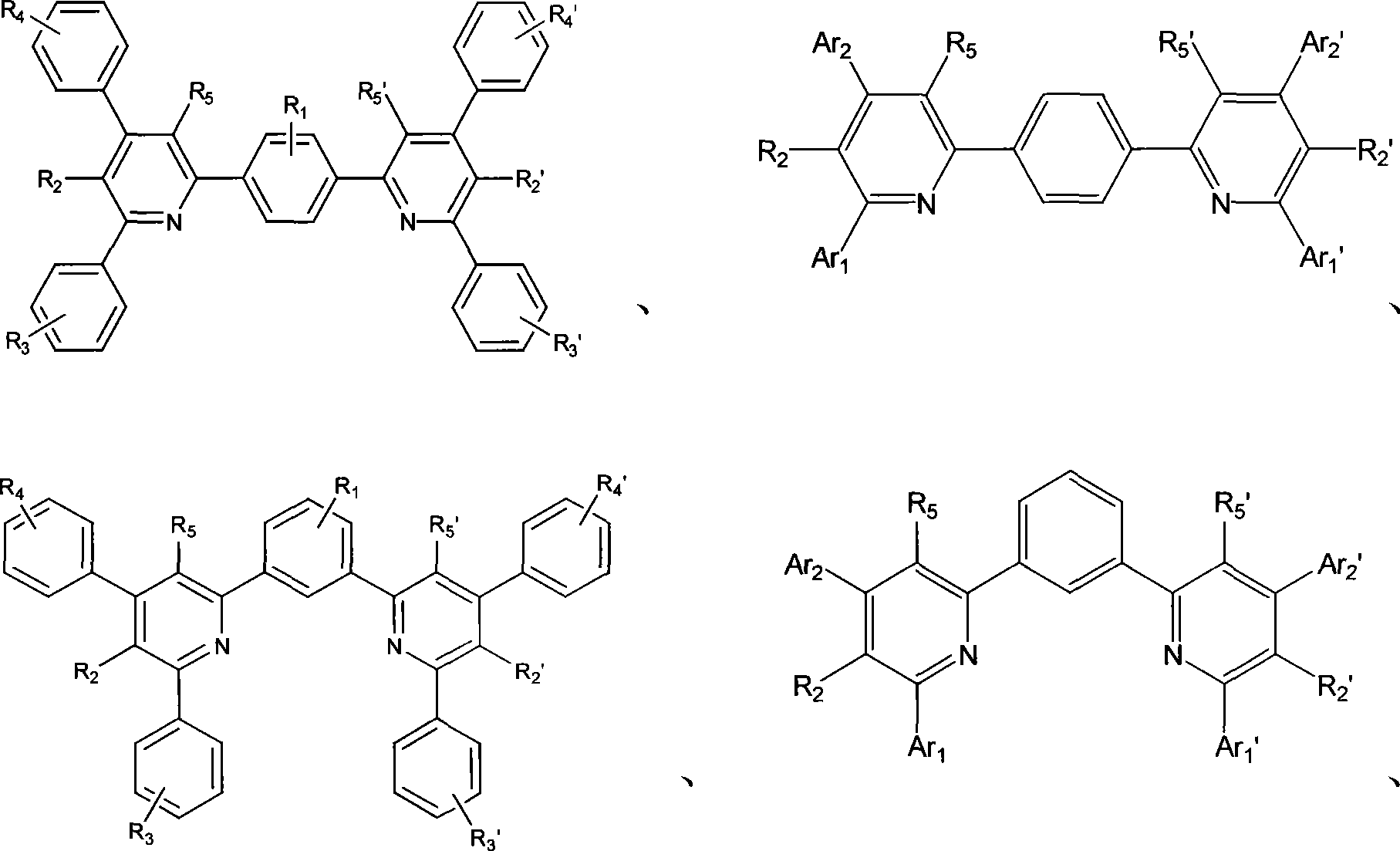 Organic electronic transmission and/or positive hole countercheck material, and synthesizing method and purpose thereof