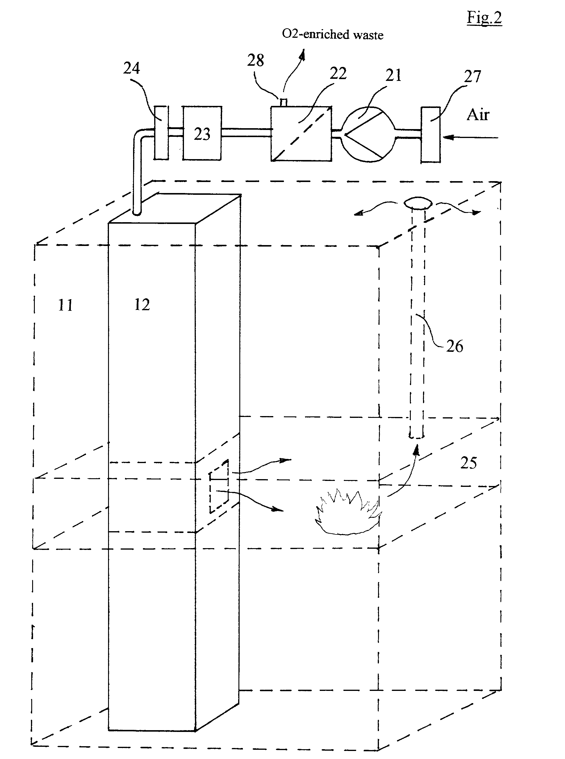 Hyperbaric hypoxic fire escape and suppression systems for multilevel buildings, transportation tunnels and other human-occupied environments