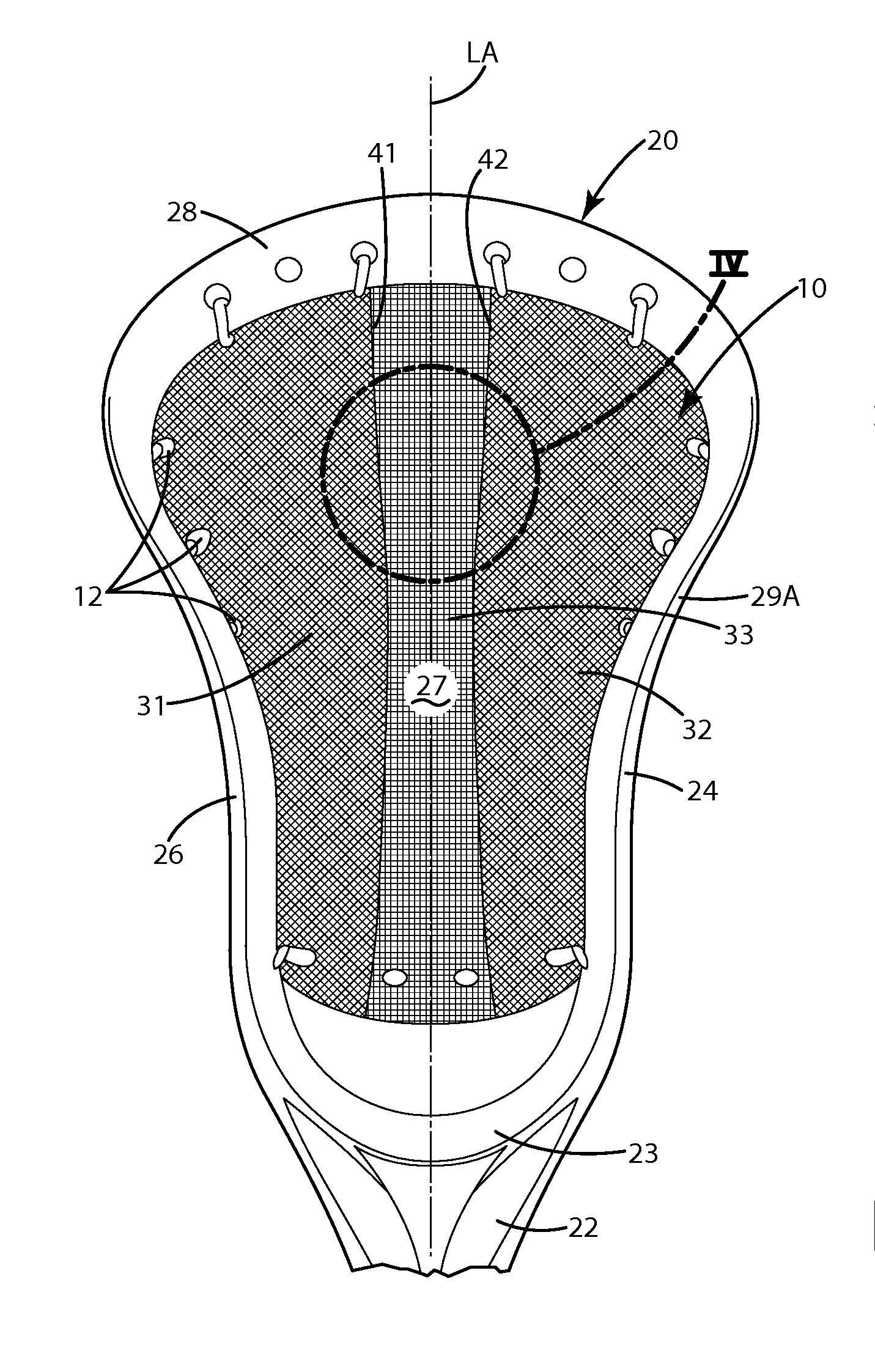 Lacrosse head pocket and related method of manufacture