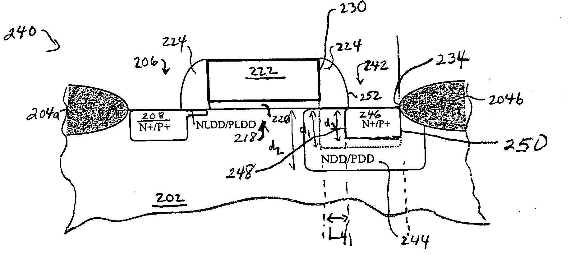 High voltage double diffused drain MOS transistor with medium operation voltage