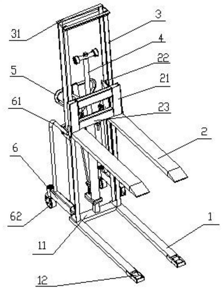 A hand cart for construction loading and climbing operations