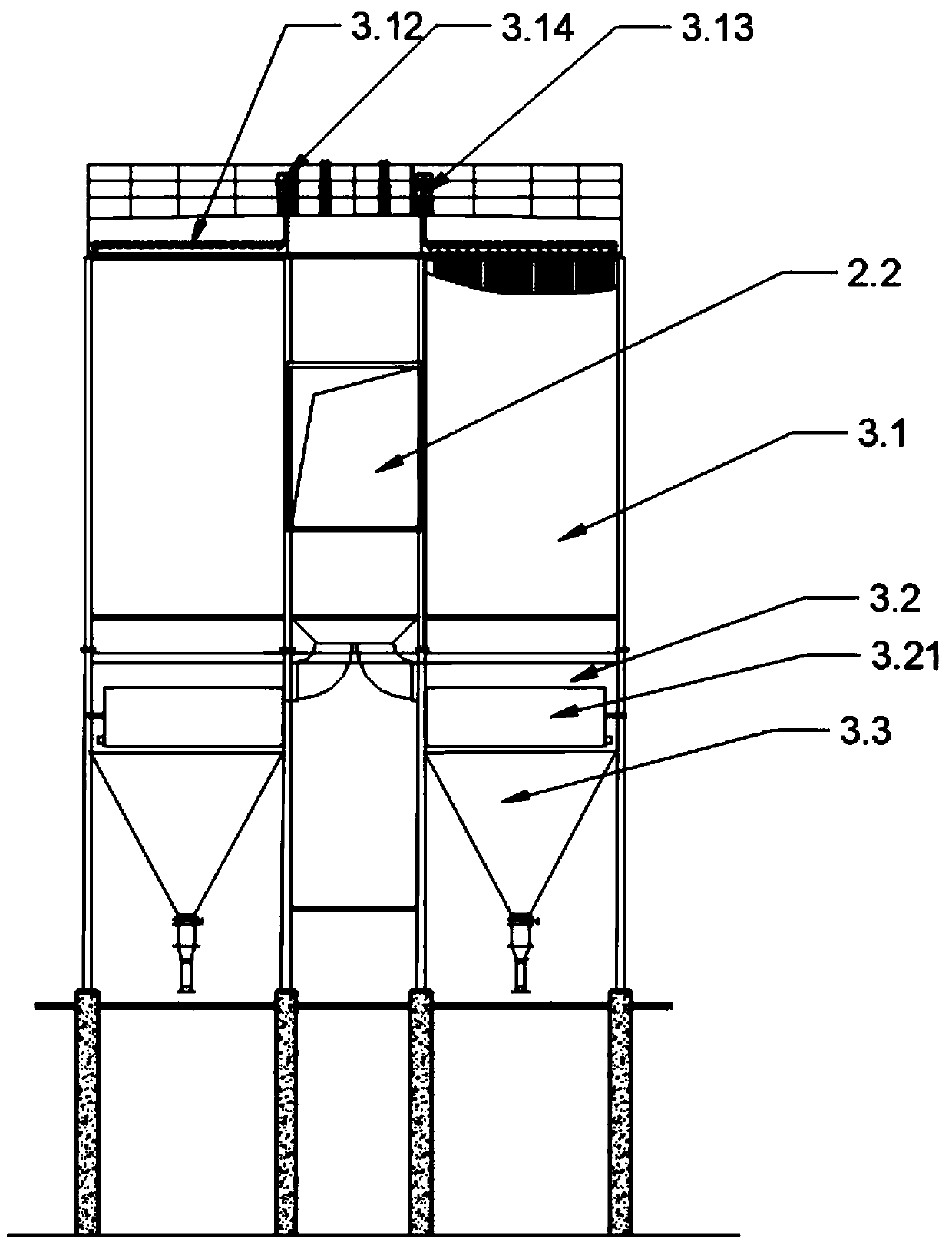 Unpowered automatic-adjustment cloth bag dust removal device