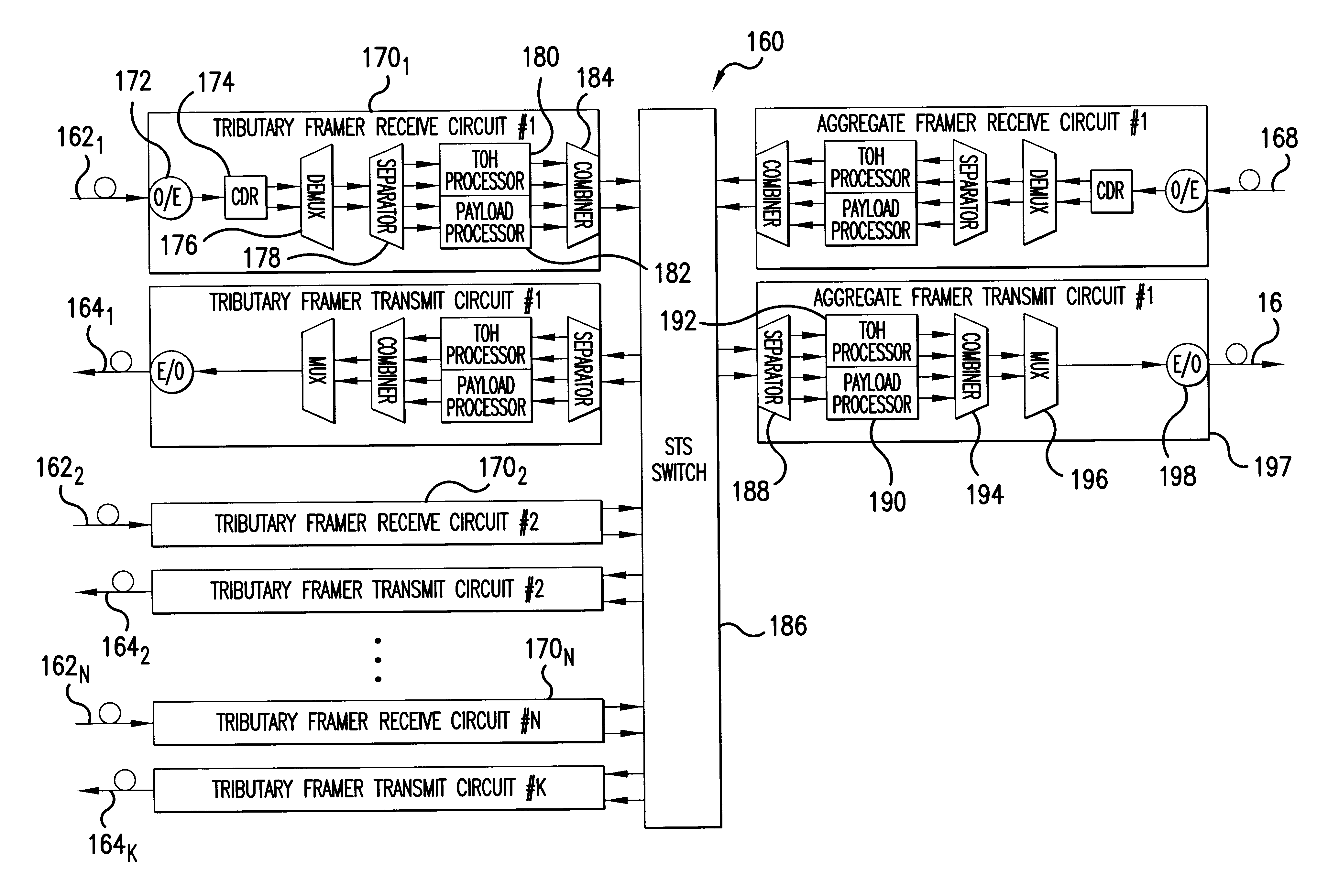 Semi-transparent time division multiplexer/demultiplexer