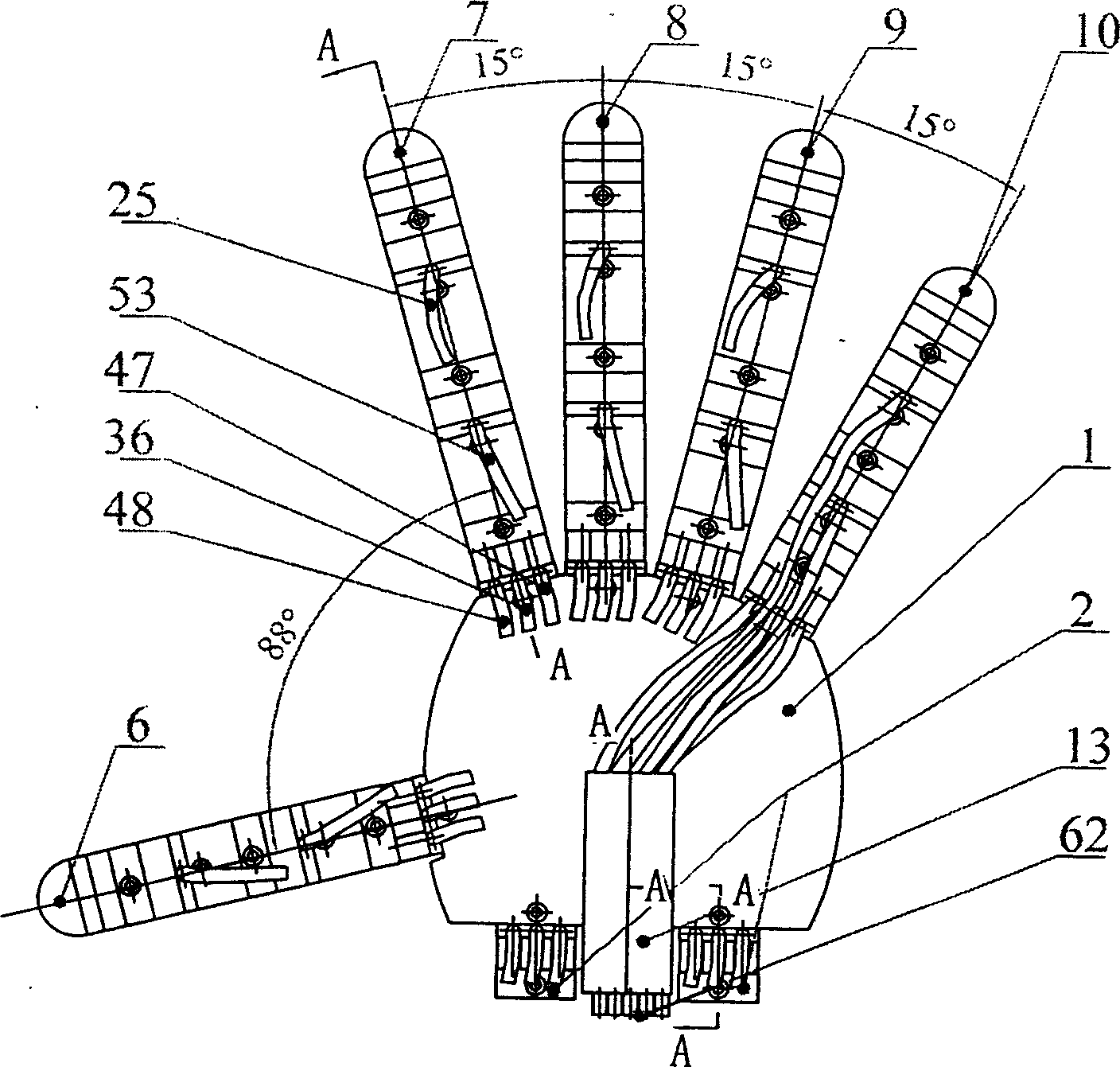 Robot pneumatic shillful hand