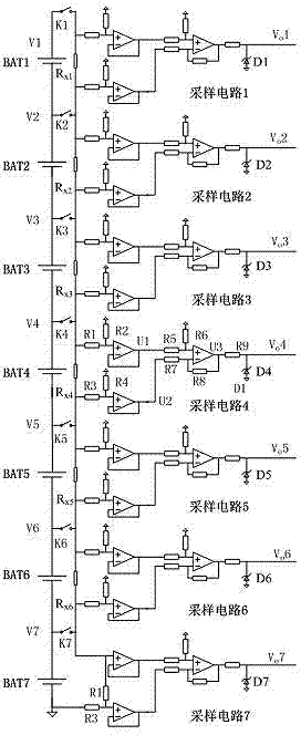 Voltage sampling device, system and method of battery cell of lithium-ion battery pack