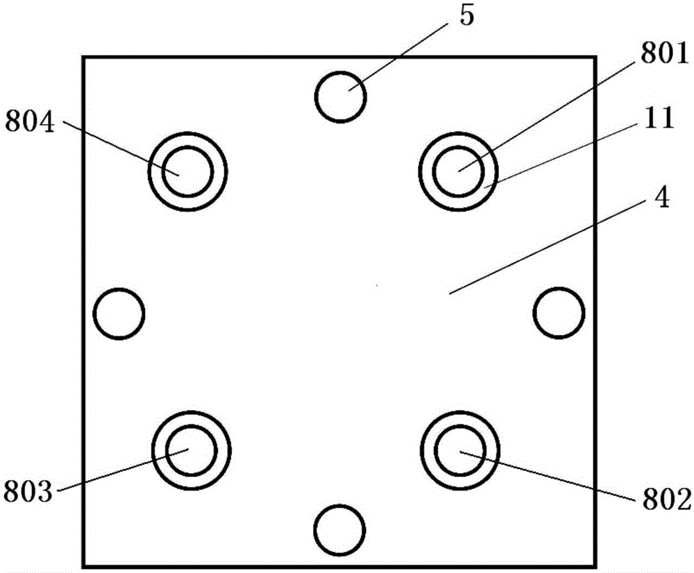 Bottom entering gas testing device for planar SOEC (solid oxide electrolyzer cell) stack