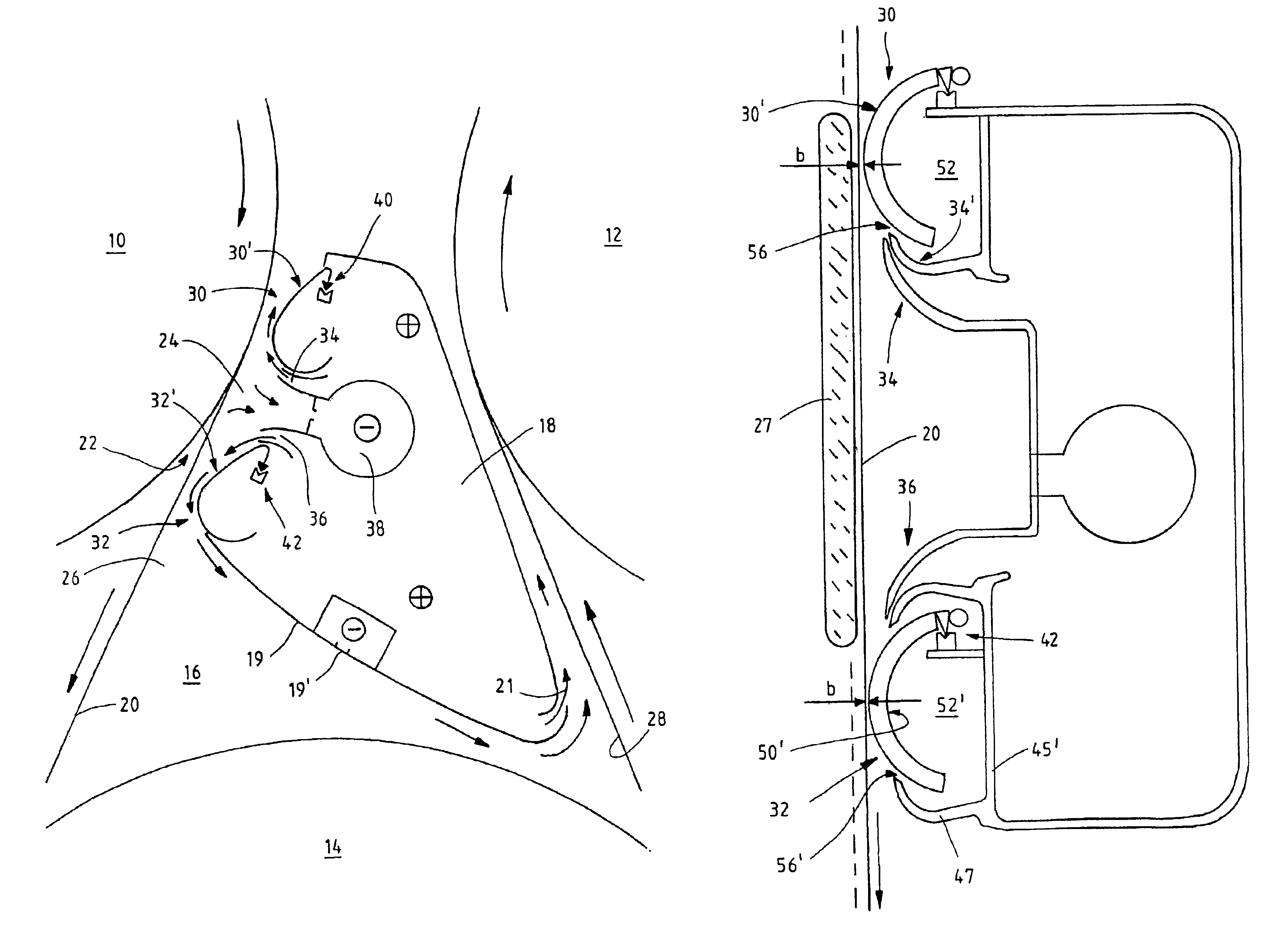 Blow box for controlling the web run