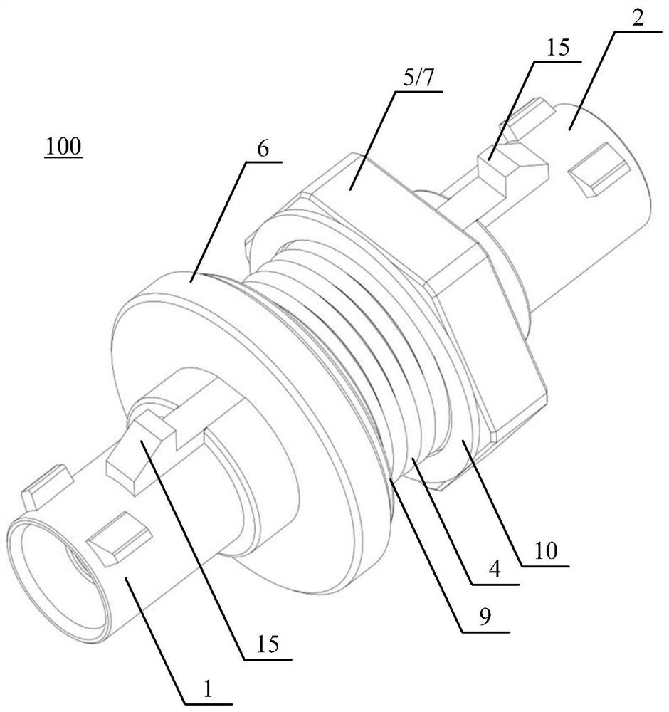 Radio frequency male-to-male adapter, radio frequency switching system and vehicle