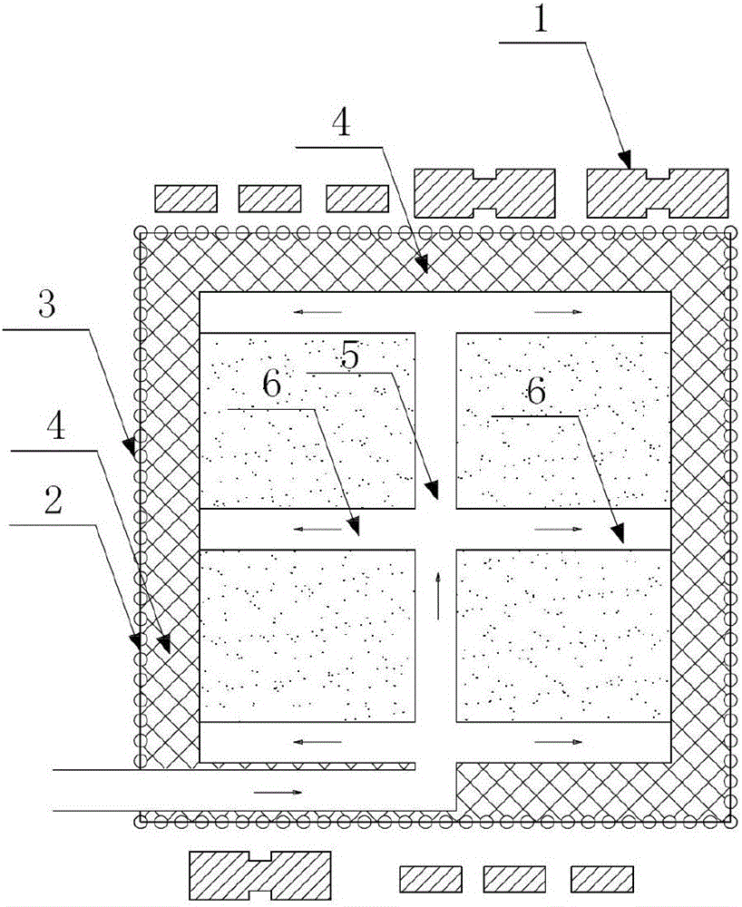 Efficient shock absorption blasting and excavation method adopting fishbone-shaped construction guide grooves for large rock deep foundation pit in dense building area