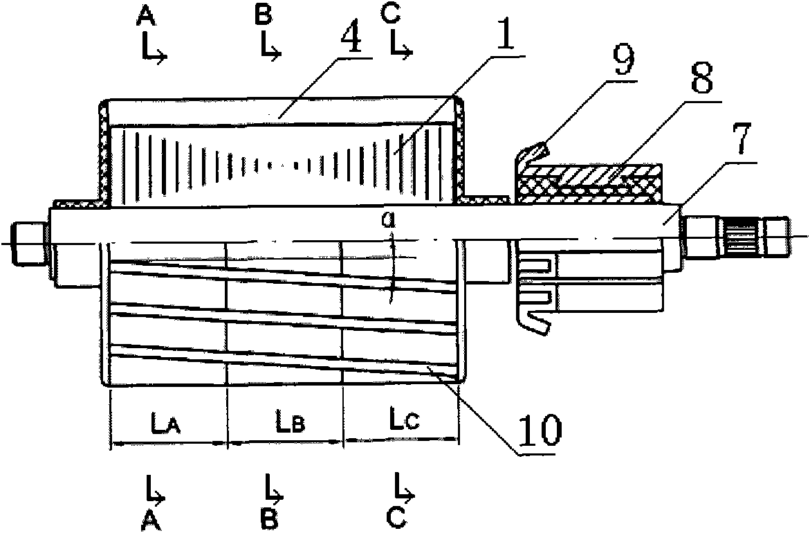 Permanent magnet and direct current brush motor for automobile air conditioner