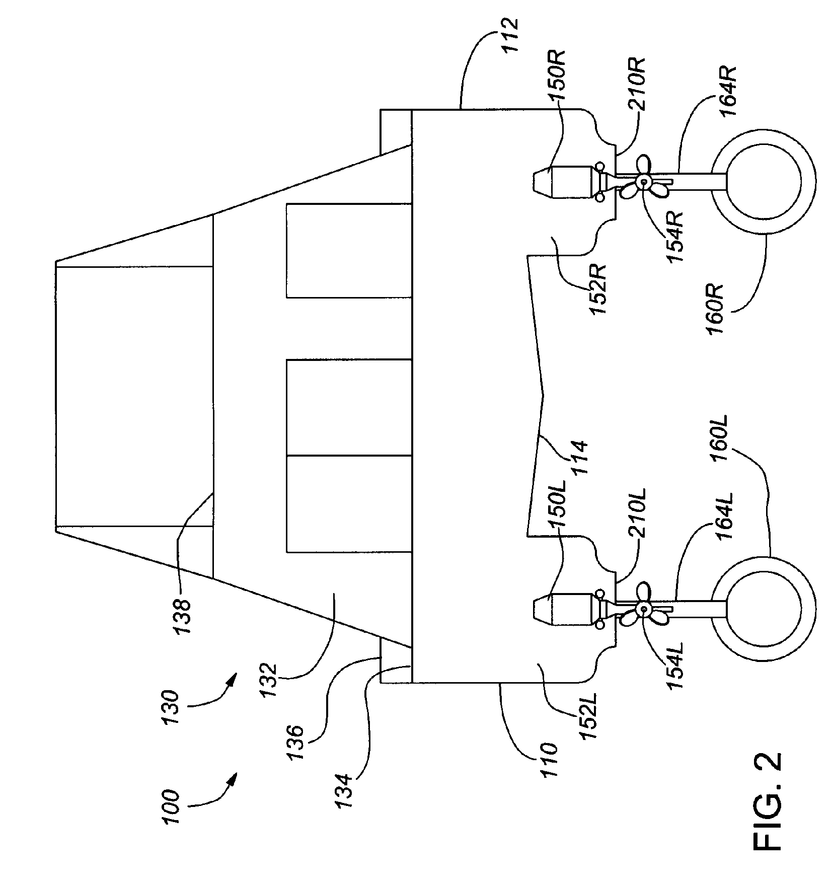 Watercraft having plural narrow hulls and having submerged passive flotation devices