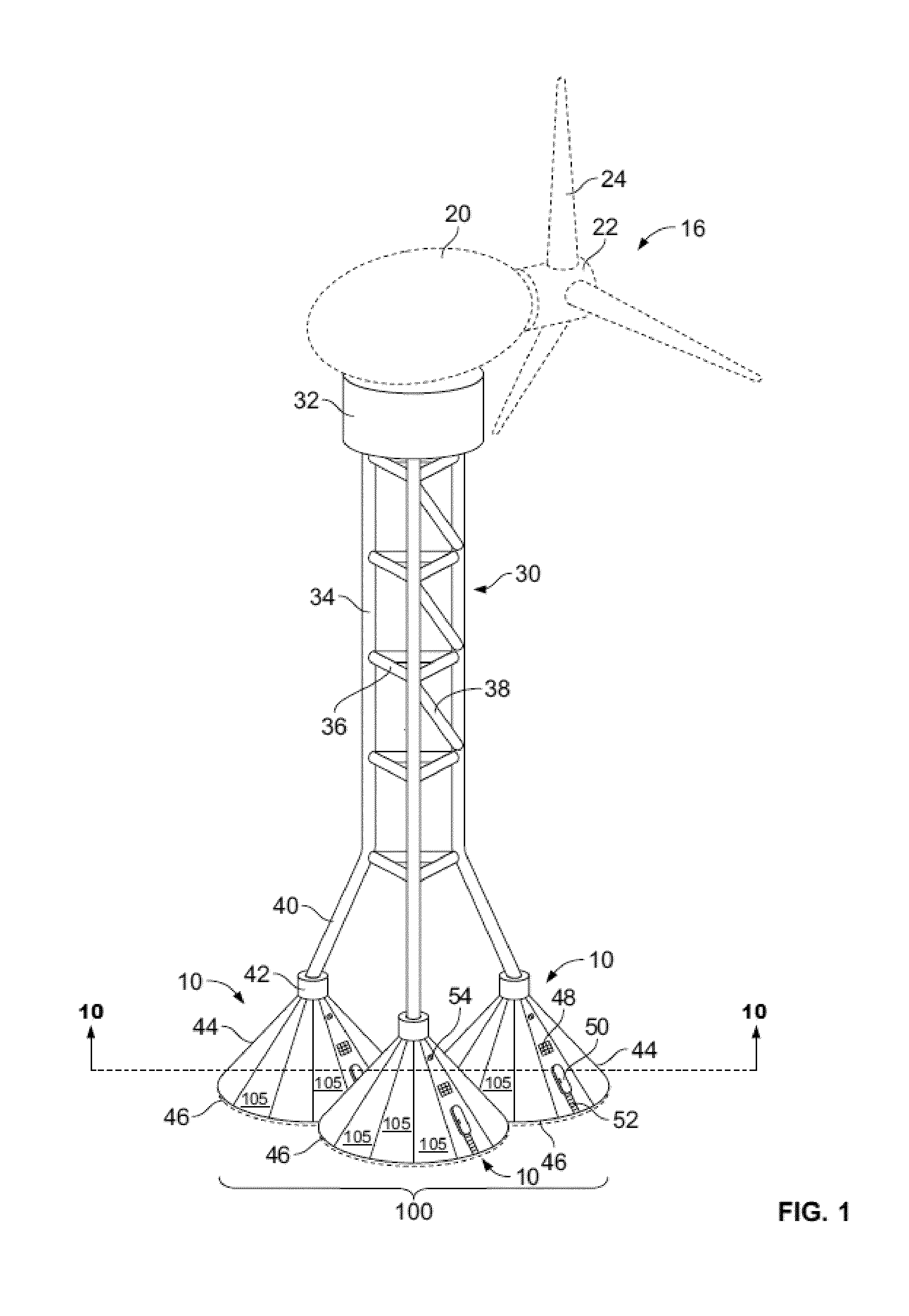 Modular surface foundation for wind turbine space frame towers