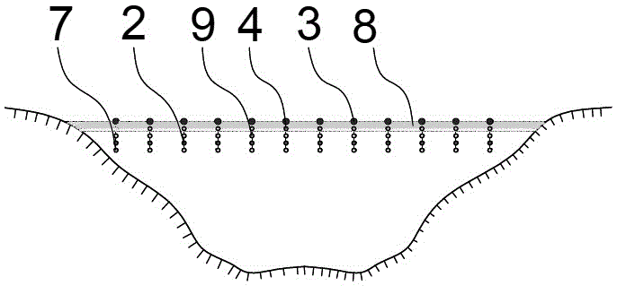 Pile and net separated large-scale shallow sea purse net culture device