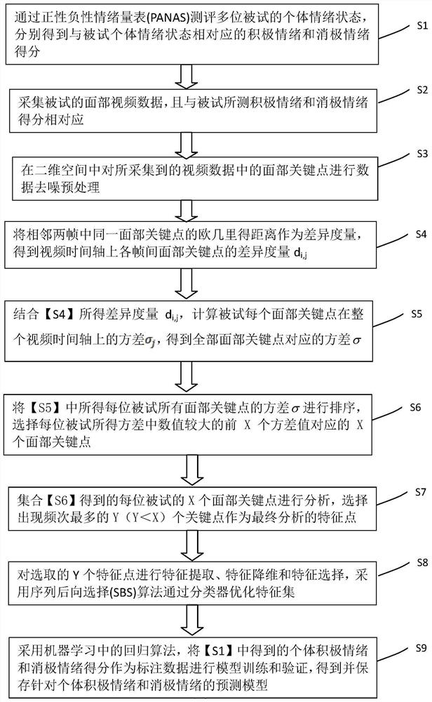 Method for establishing emotion perception model based on individual face analysis in video