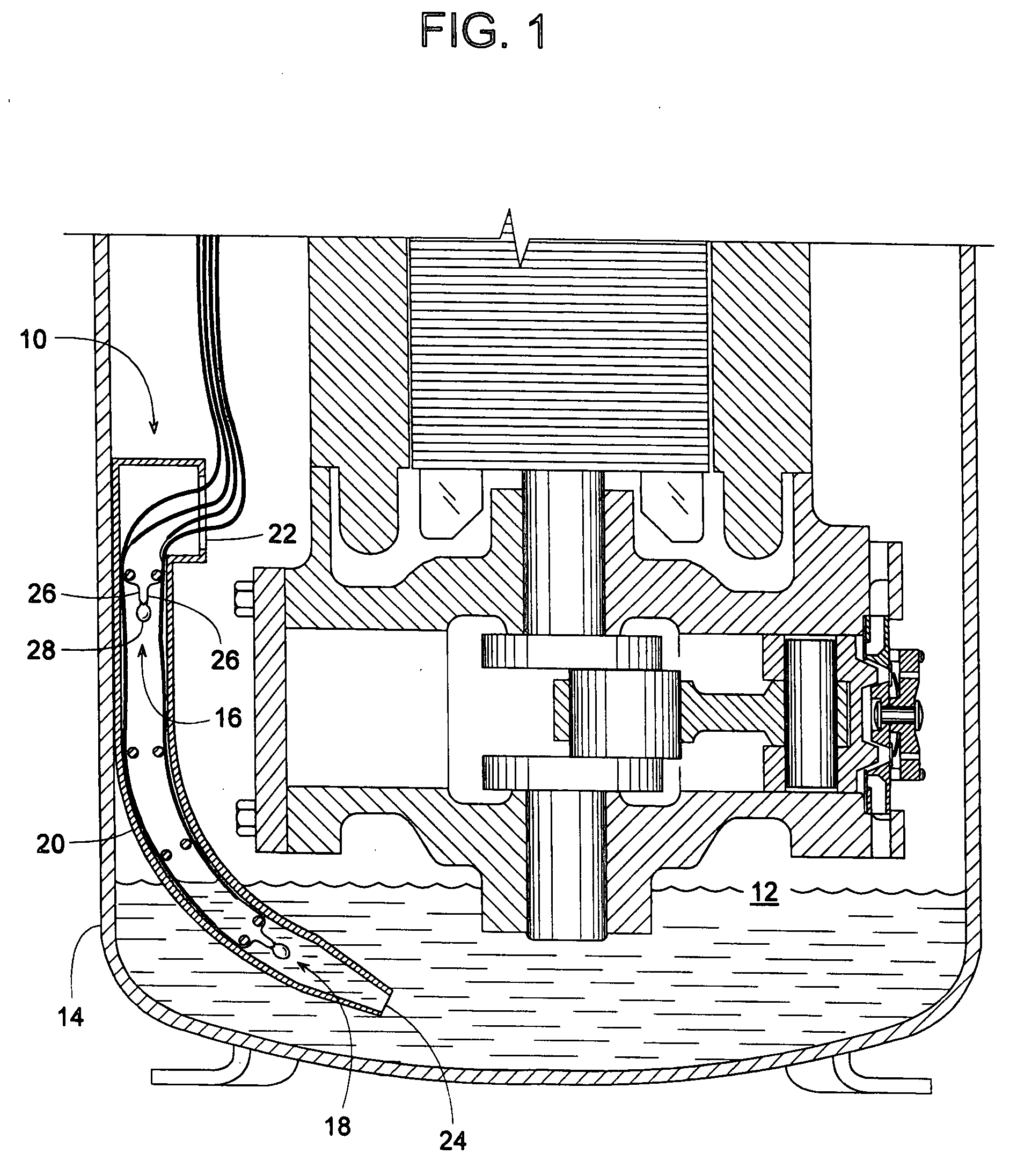 Method for sensing the liquid level in a compressor