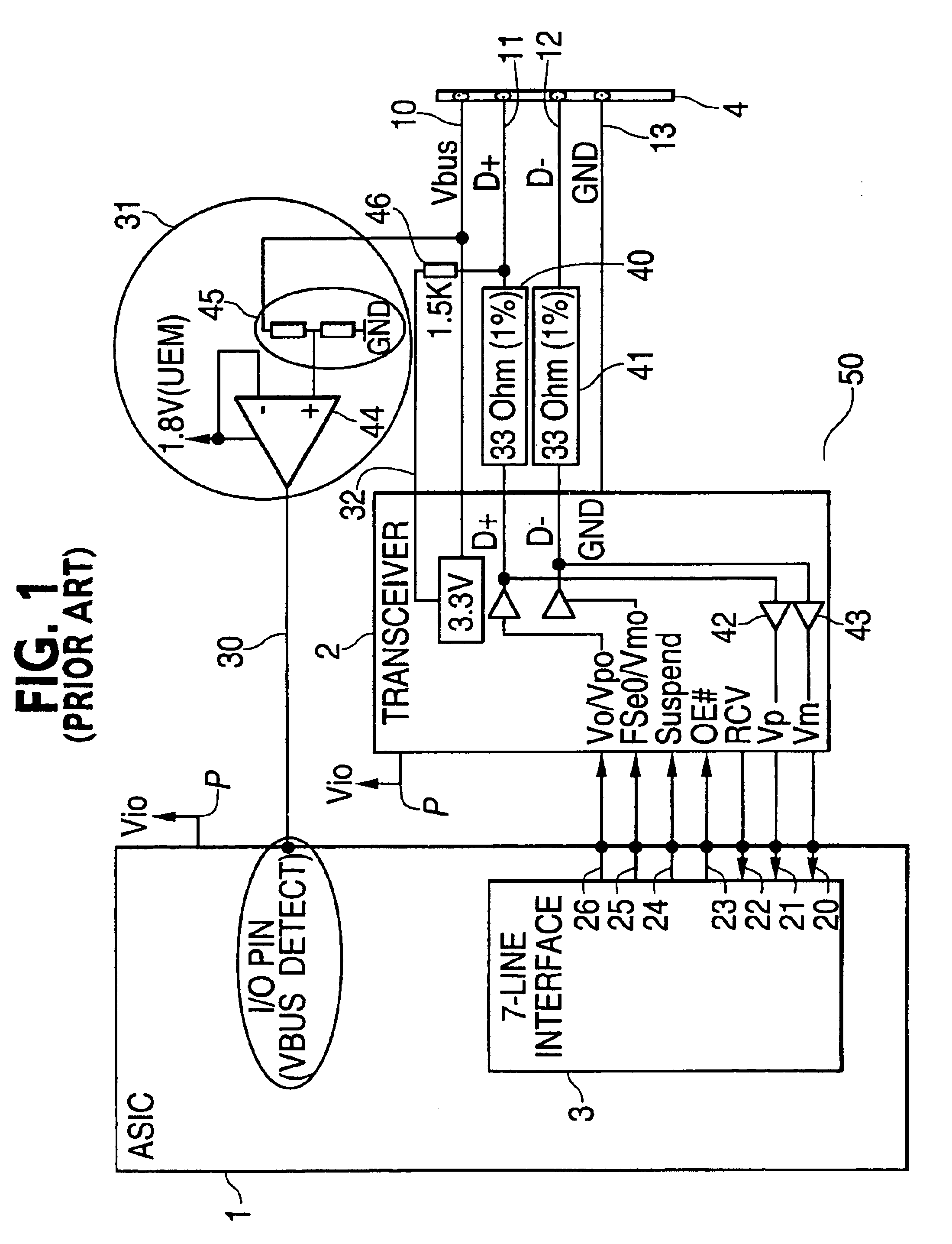 Universal Serial Bus circuit which detects connection status to a USB host