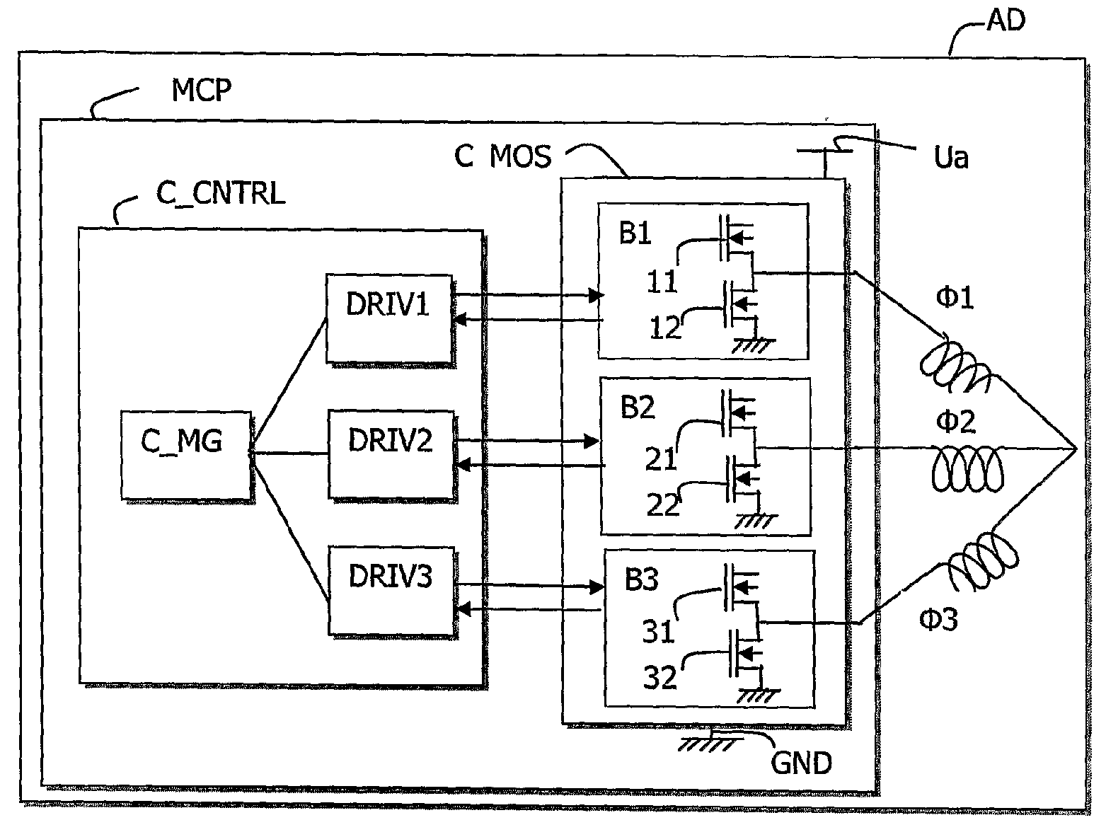 Control and Power Device for a Rotating Electrical Machine