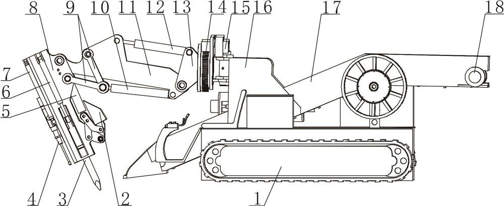 Drilling, breaking, excavating and loading all-in-one machine