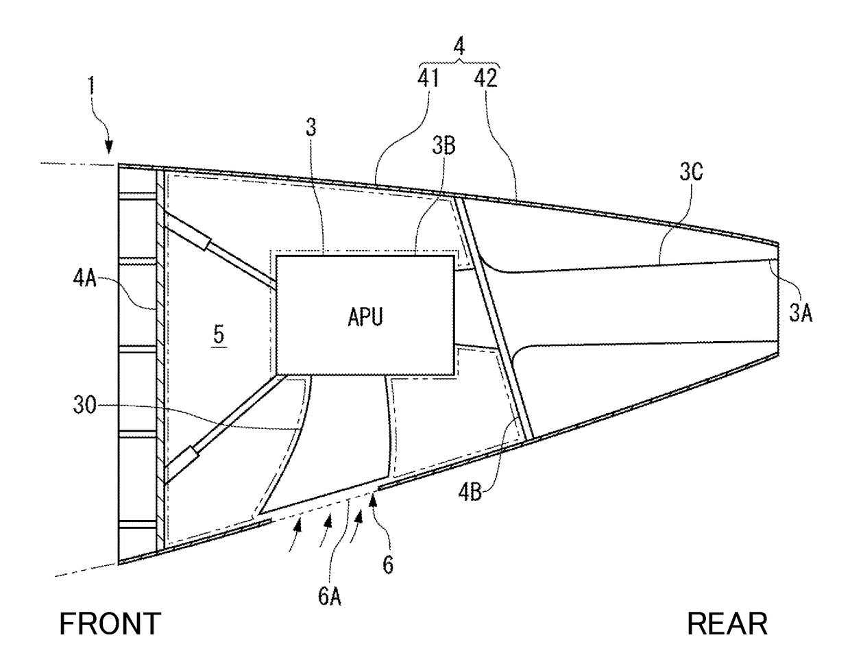 Aircraft fire seal structure and aircraft