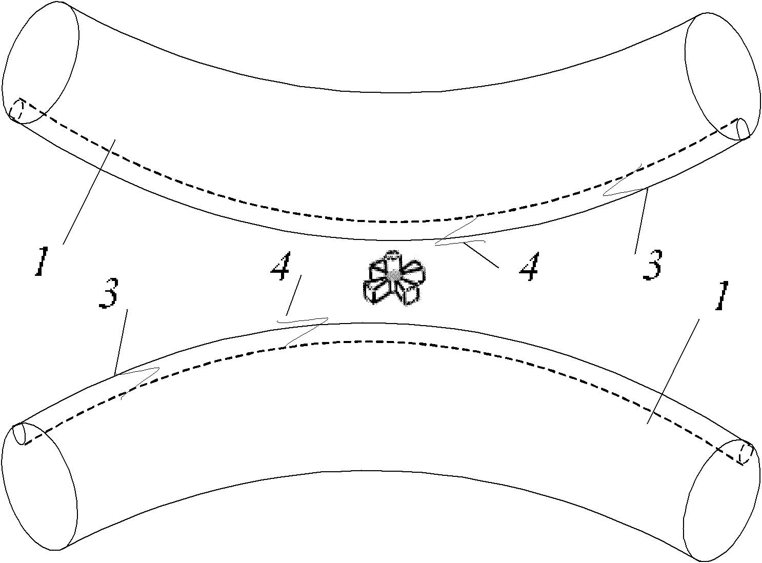 Bidirectional curved surface core optical fiber micro-particle rotator