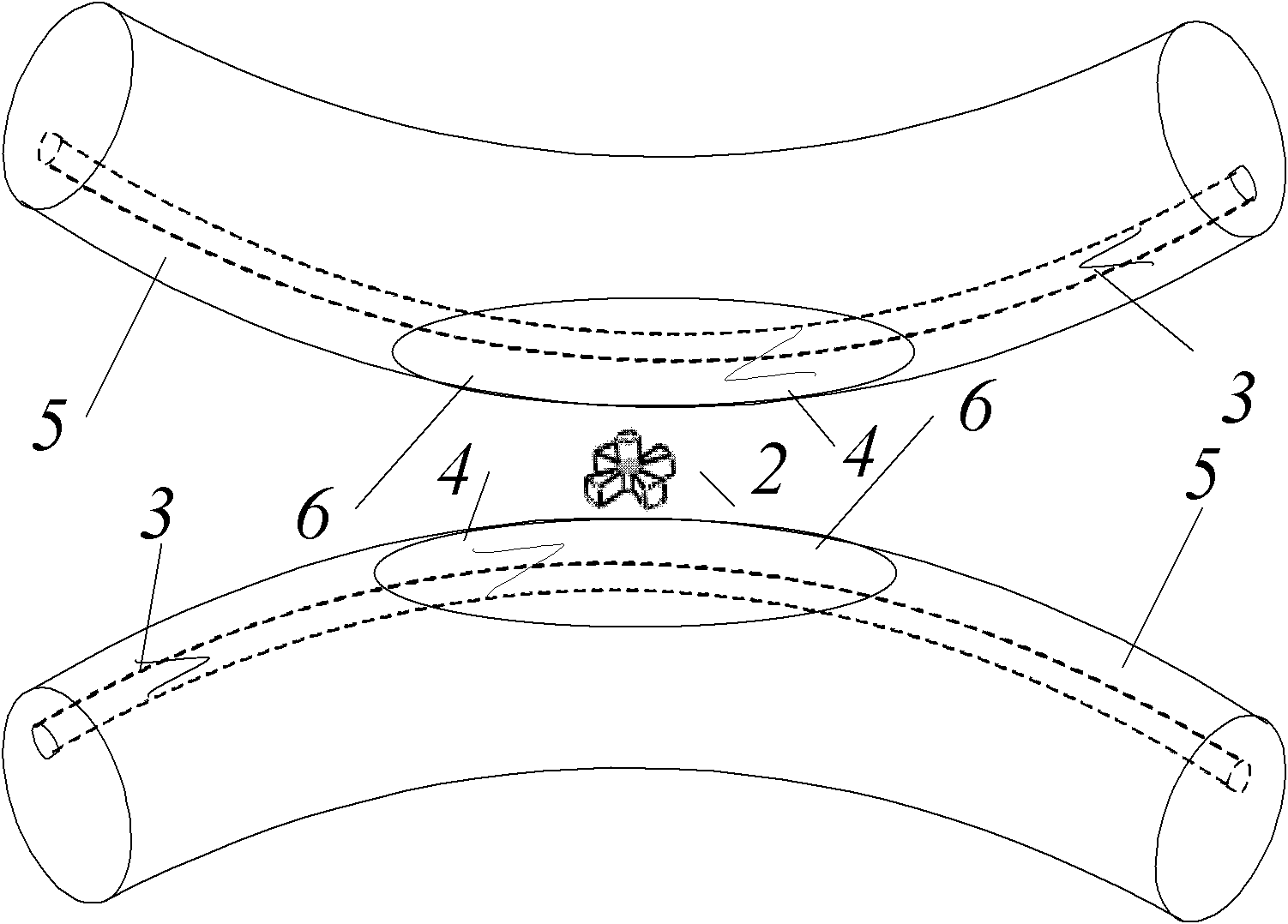 Bidirectional curved surface core optical fiber micro-particle rotator