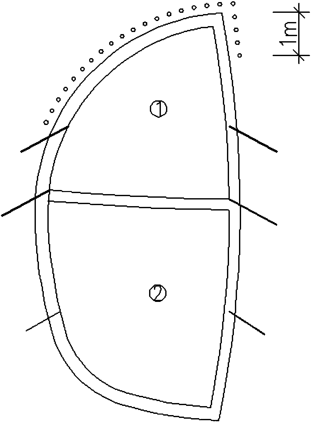 Transition line section tunnel CRD (Cross Diaphragm) construction method