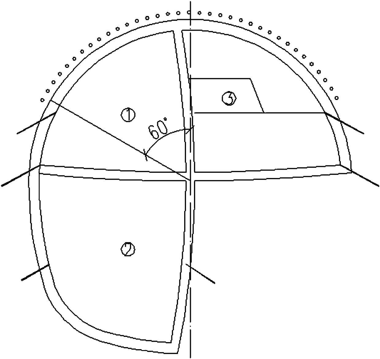 Transition line section tunnel CRD (Cross Diaphragm) construction method