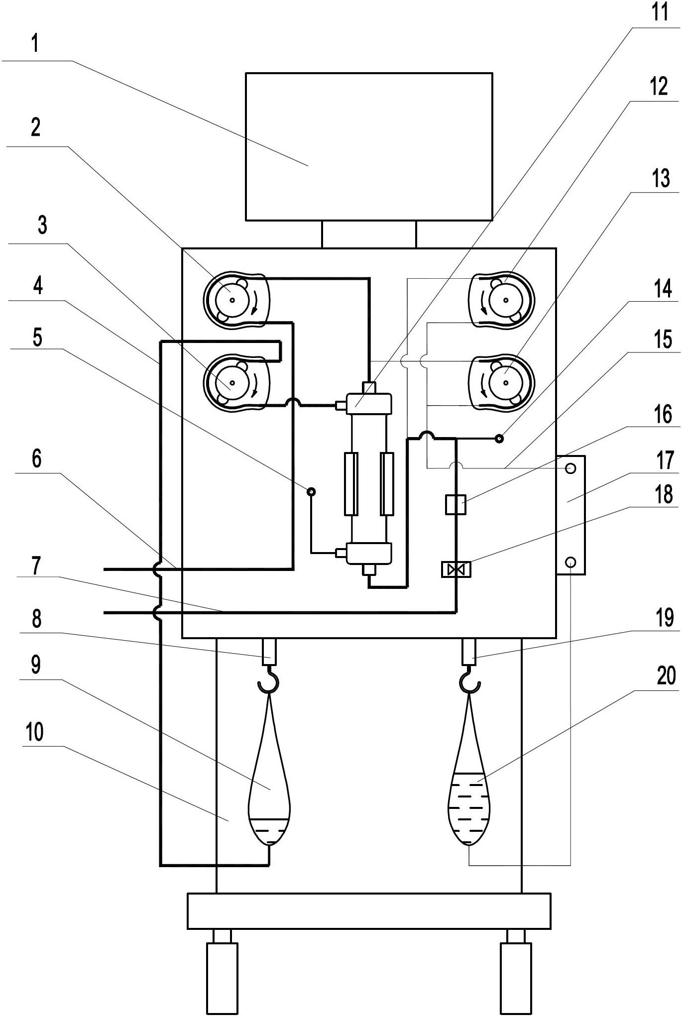 Bedside continuous hemodialysis filtration device